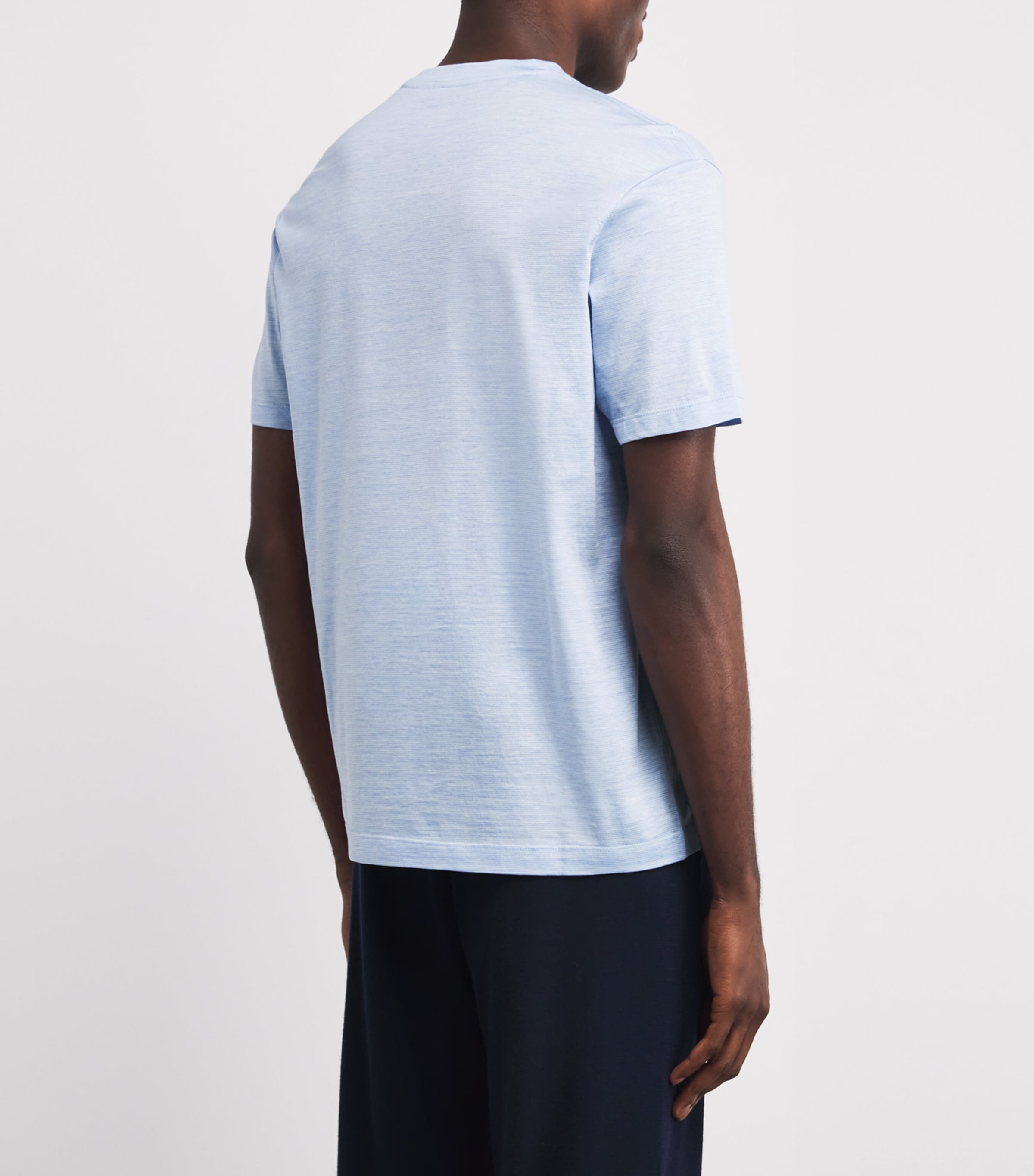 Cotton-Silk Stripe T-Shirt 130 WHITE LIGHT BLUE Image 4