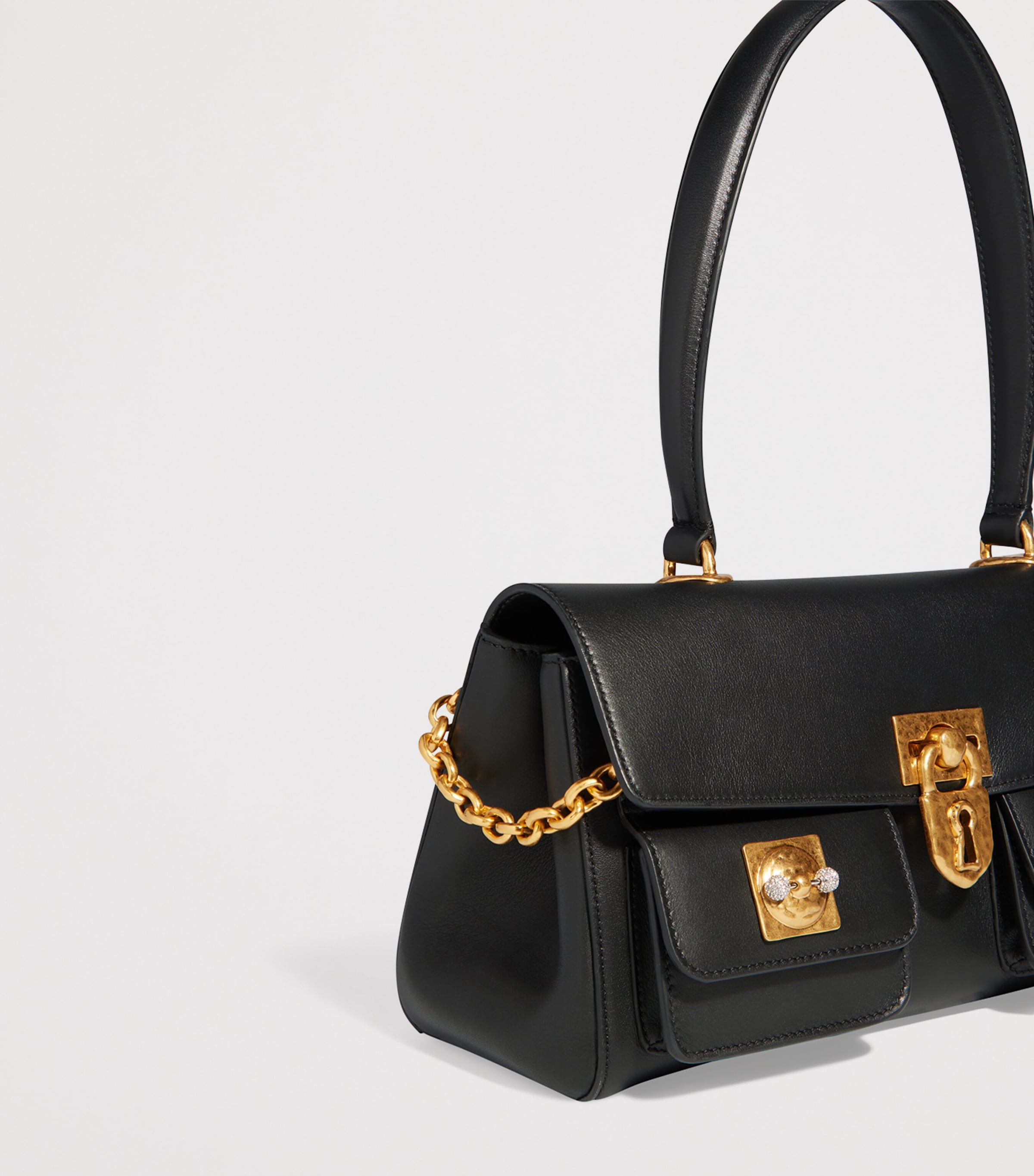 Schiaparelli Mini Leather Secret East-West Top-Handle Bag Black Image 6