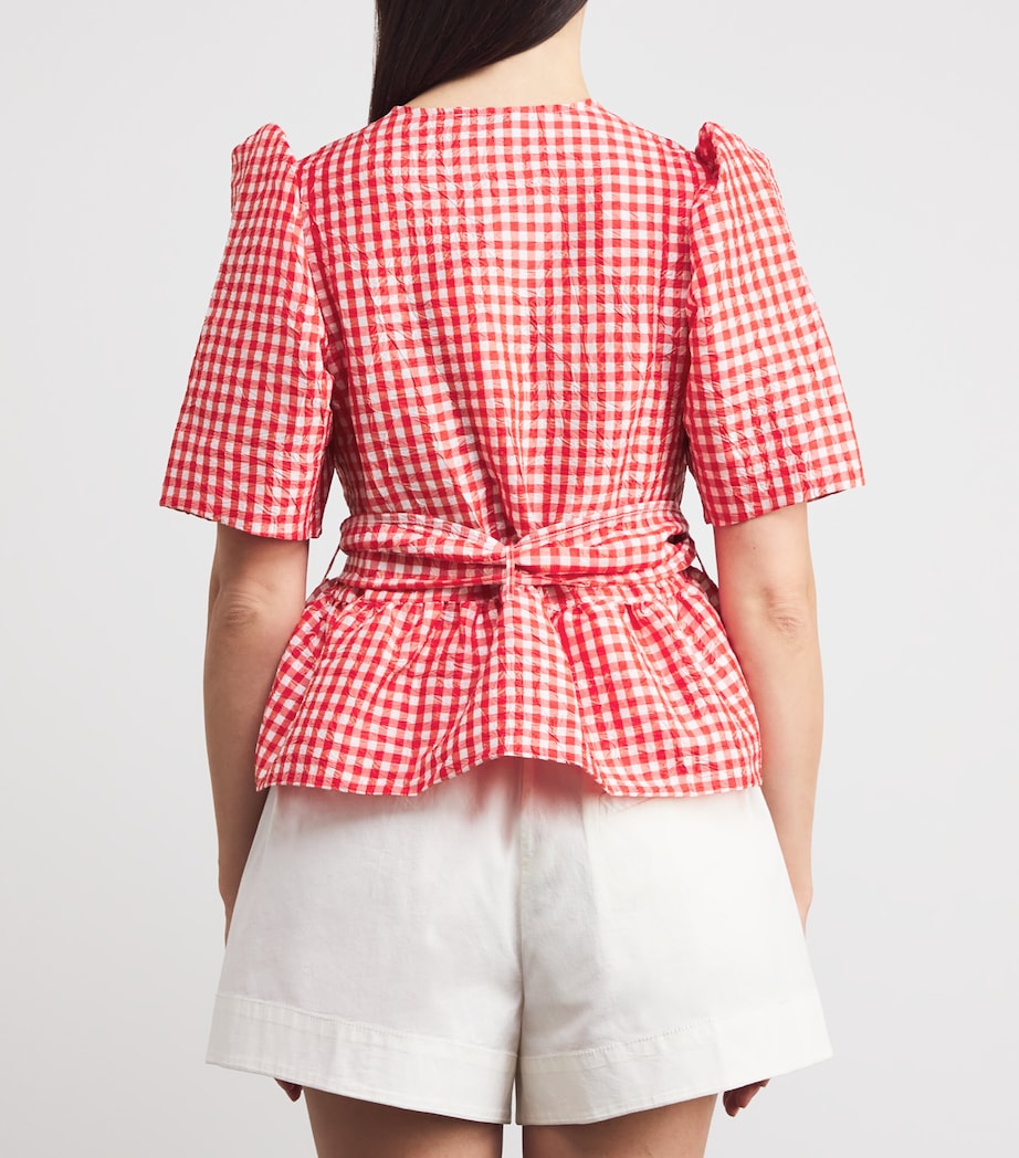 Taffeta Check Bow-Tie Blouse 847 RED ALERT Image 4