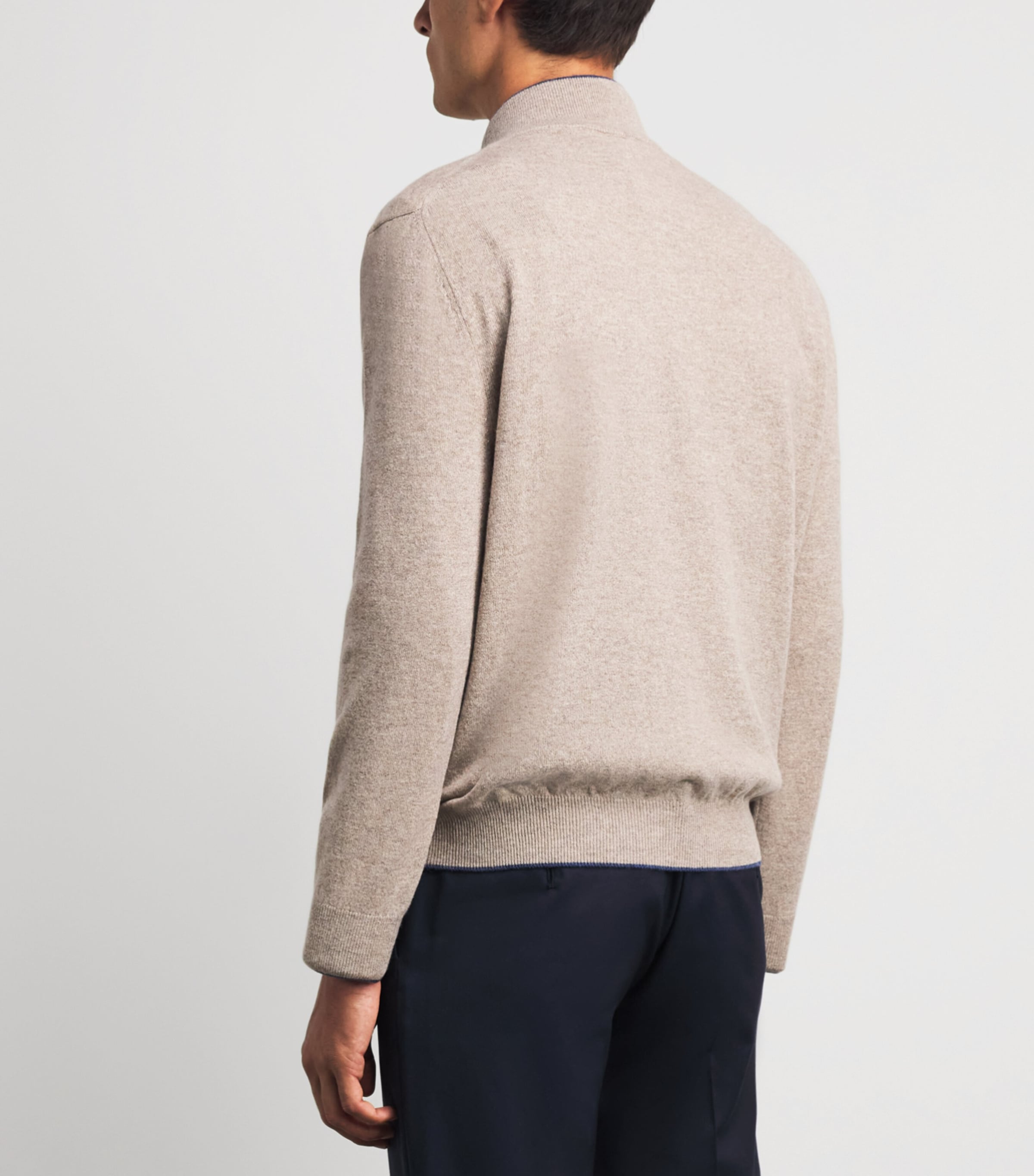 Paul & Shark Mens Cashmere Quarter-Zip Sweater Dove Grey Image 5