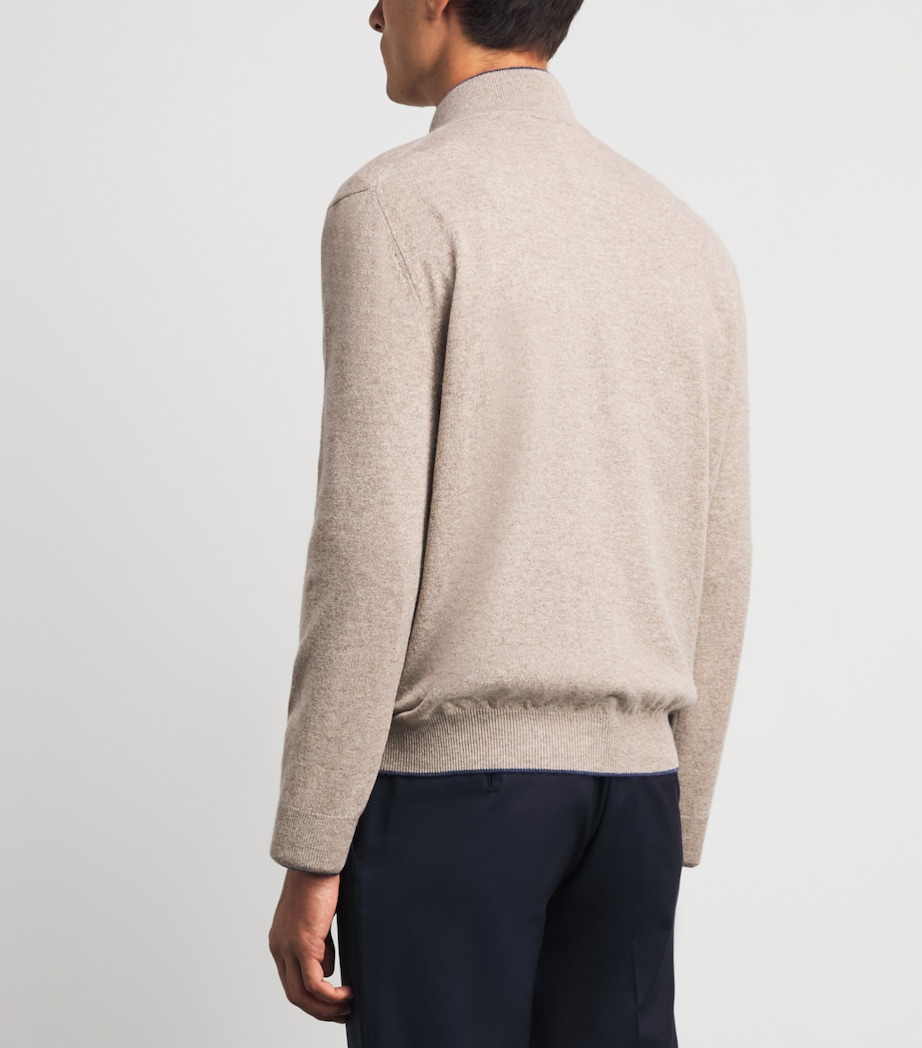 Paul & Shark Mens Cashmere Quarter-Zip Sweater Dove Grey Image 5