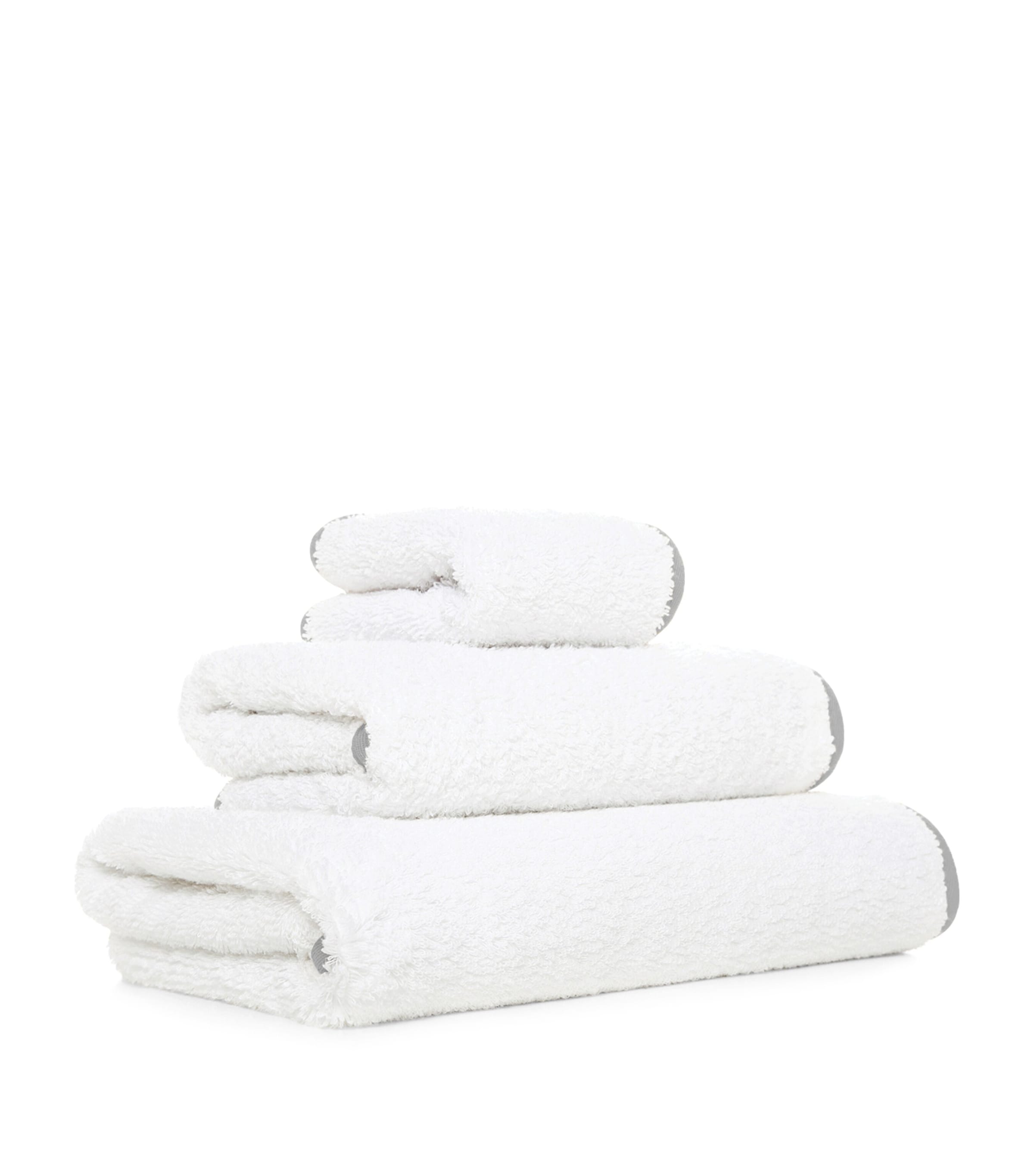 GRACCIOZA Egyptian Cotton Portobello Bath Sheet (90cm x 150cm) White/silver Image 3