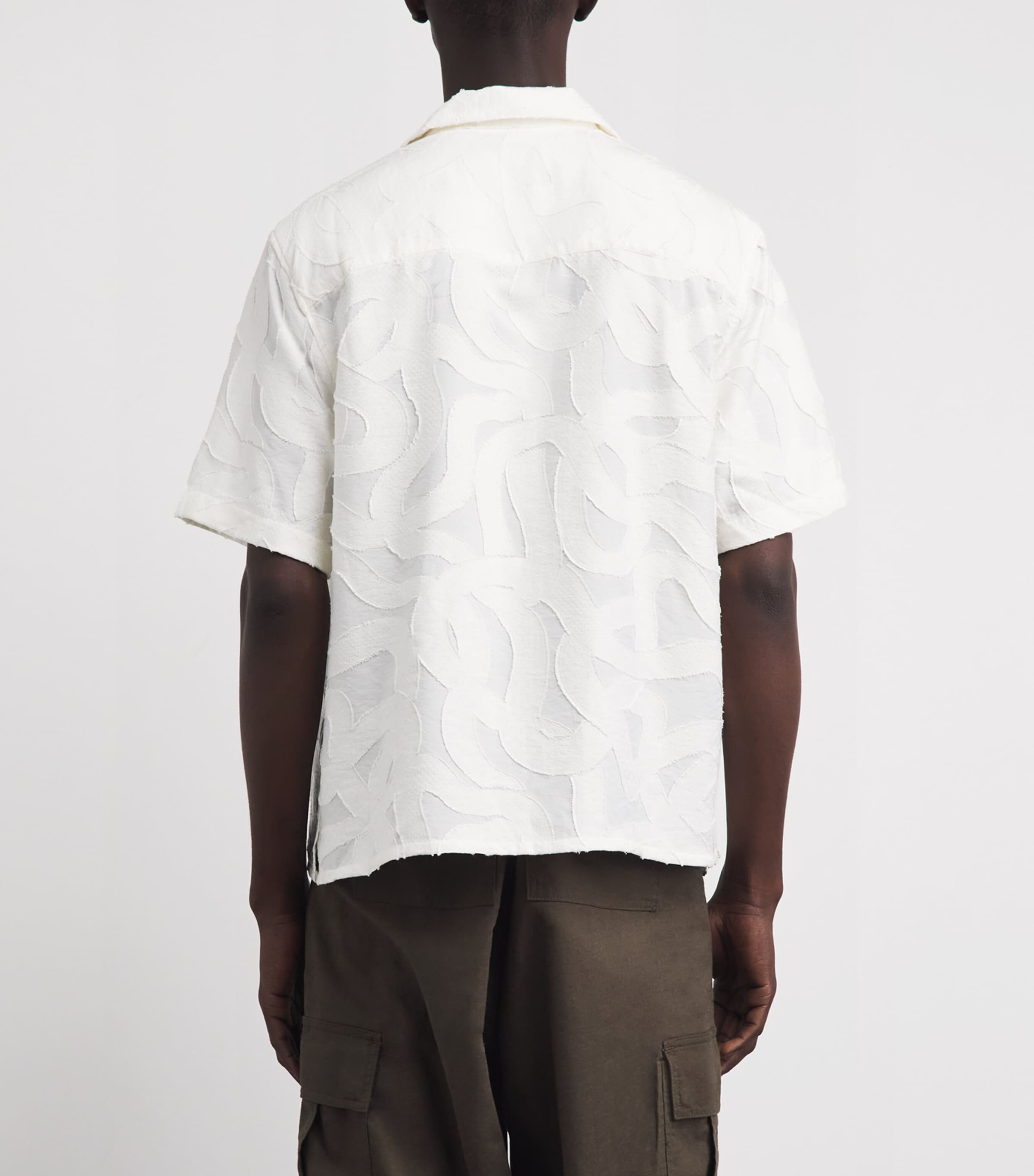 Wax London Mens Jacquard Curzon Shirt Ecru Image 5