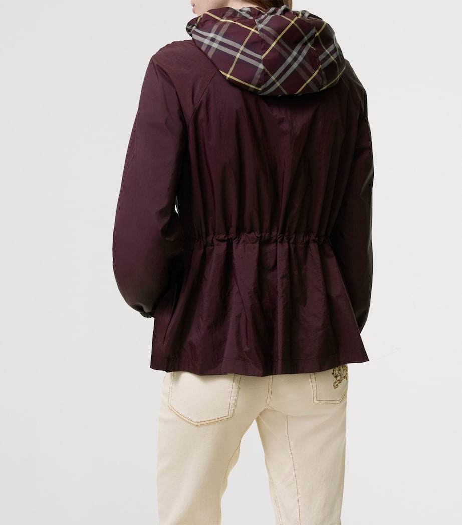 Burberry Womens Reversible Hooded Check Jacket Vineyard Red Image 4