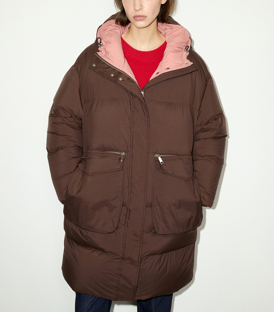 MAX&Co. Womens Hooded Puffer Jacket Dark Brown Image 2