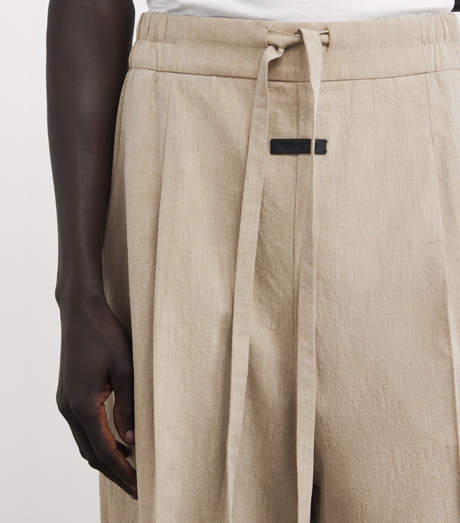 Virgin Wool-Cotton Drawstring Trousers DUNE PEARL Image 6