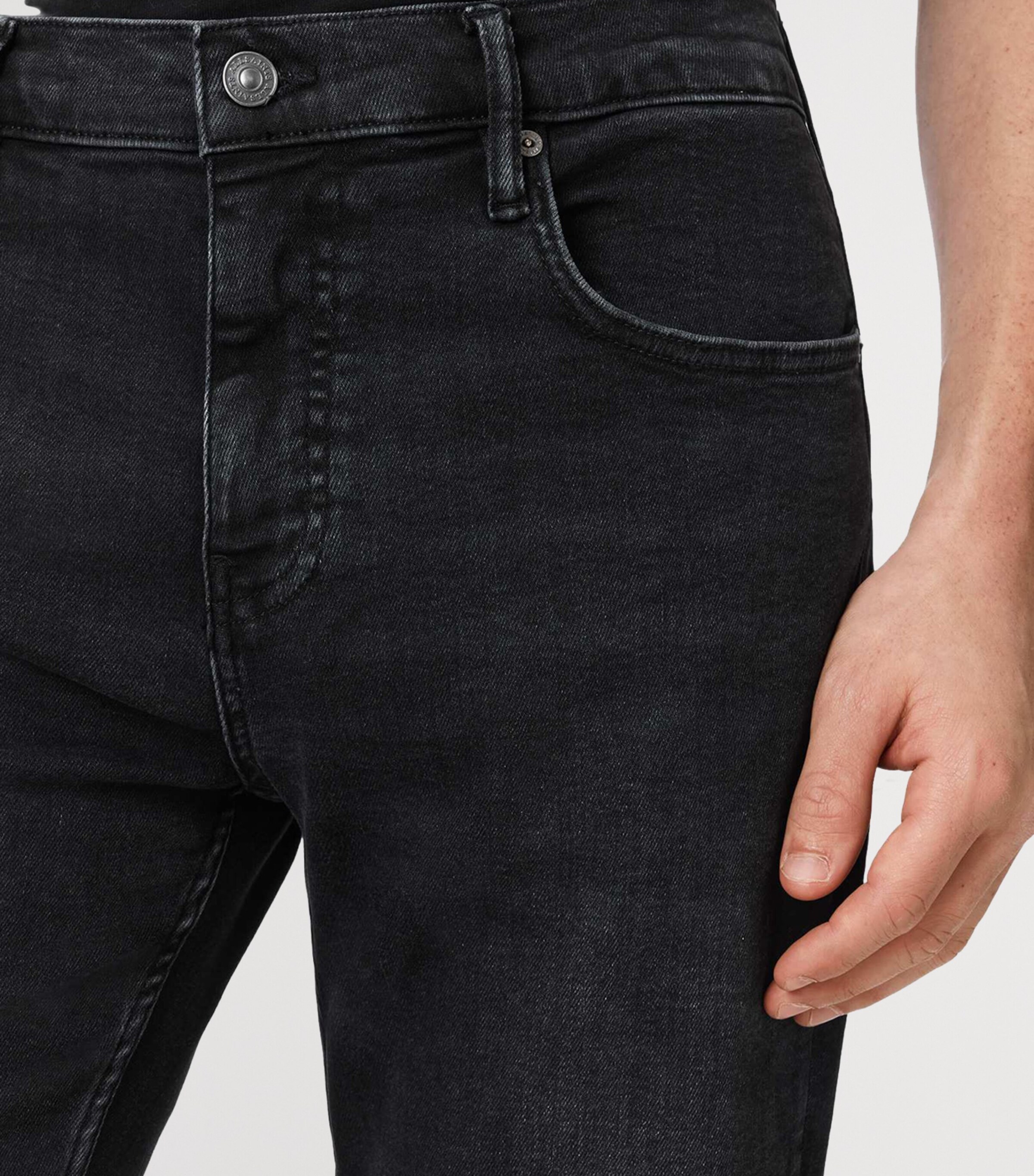 AllSaints Mens Sid Ultra Slim Jeans Washed Black Image 7