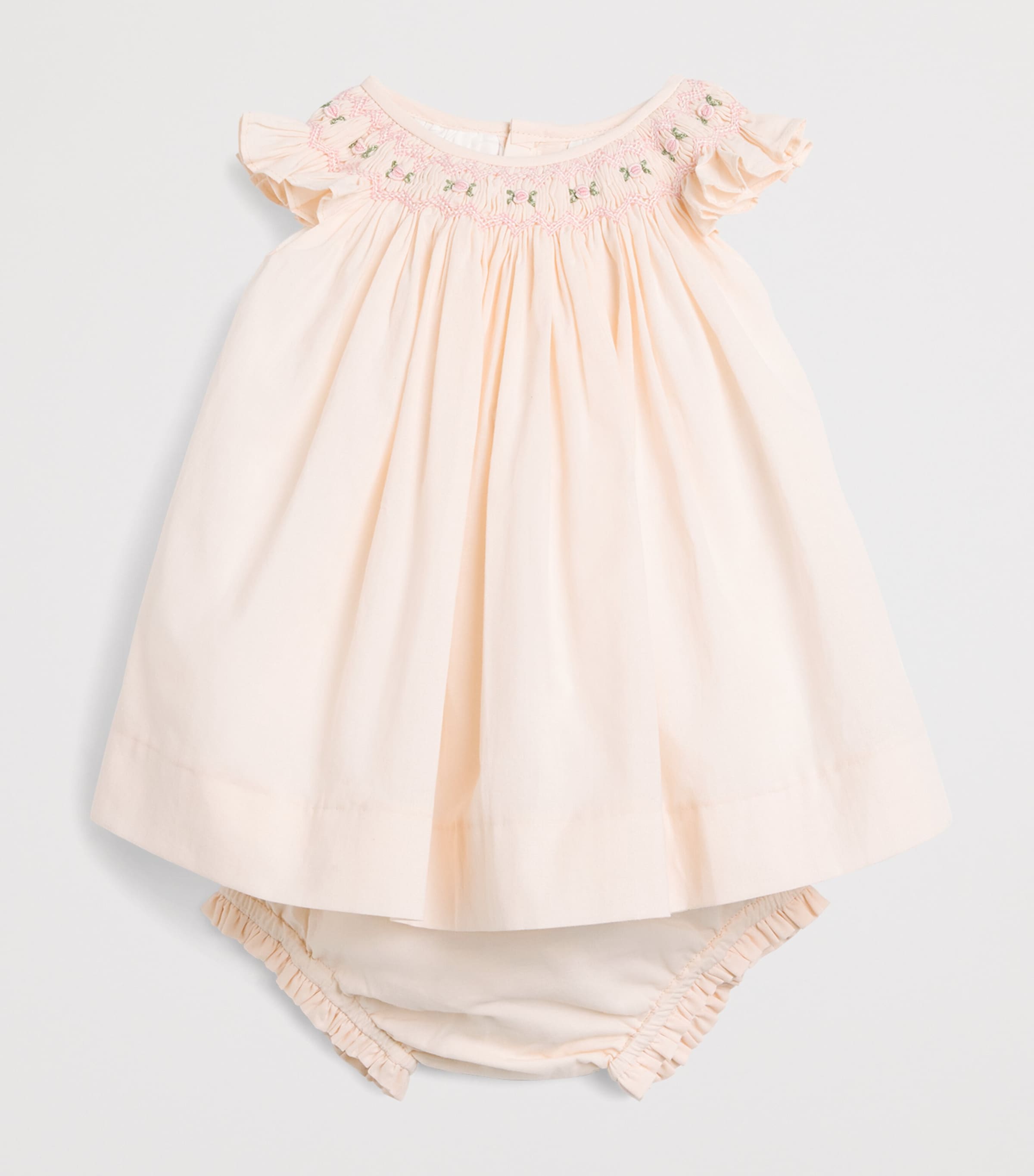 PEPA LONDON Cotton-Linen Smocked Dress with Bloomers (3-12 Months) Pink Image 3