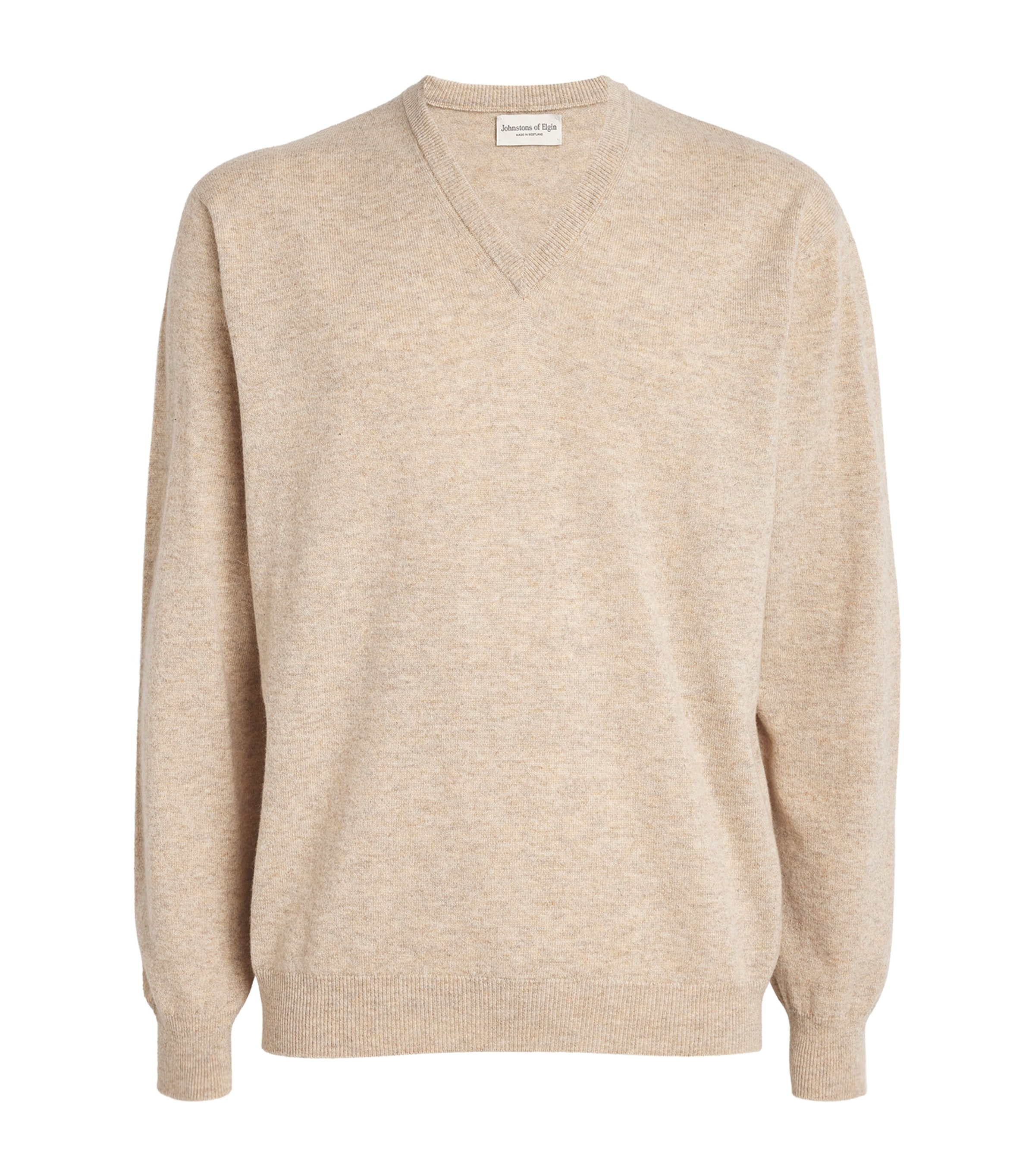 Johnstons Of Elgin Cashmere V-neck Sweater In Beige