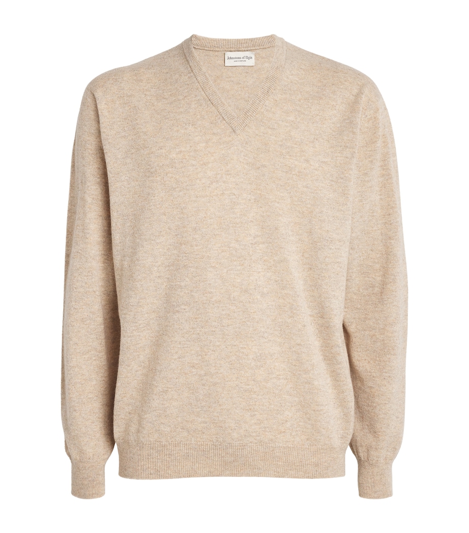 Cashmere V-Neck Sweater HB0210-OATMEAL Image 1