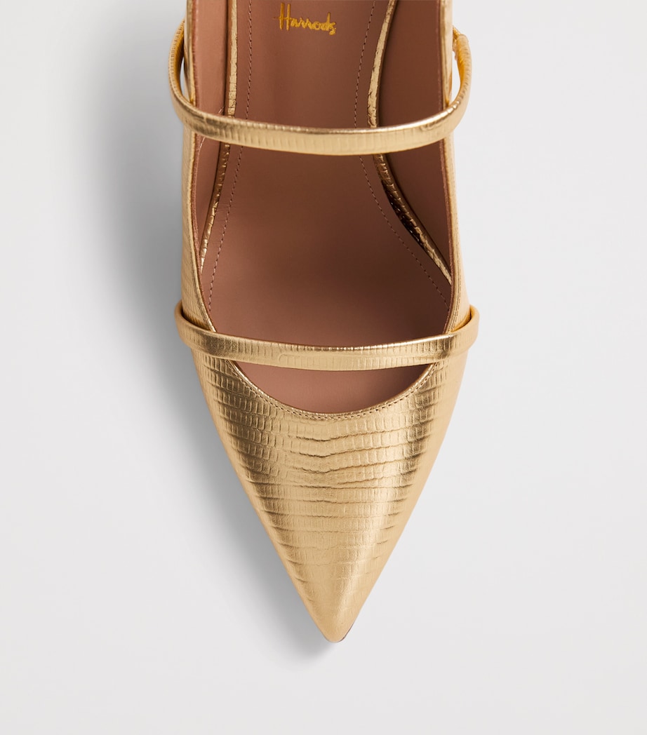 Malone Souliers x Harrods Exclusive Metallic Leather Embossed Maureen Mules 85 Antique Gold Image 6