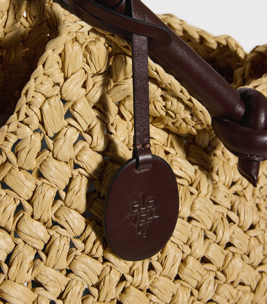 Raffia Satchel Shoulder Bag AVORIO Image 6