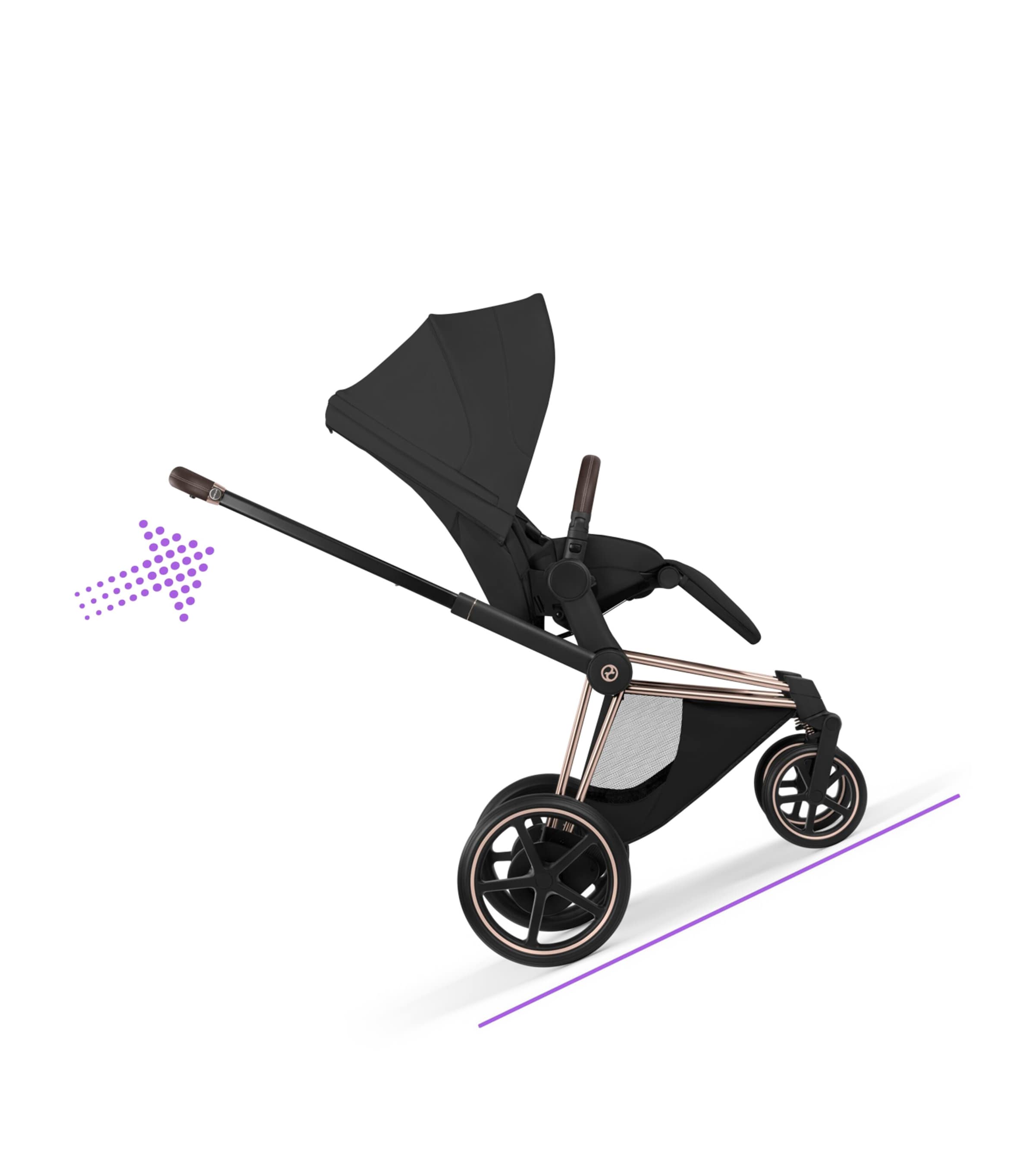 Cybex e-PRIAM Pushchair Frame - Platinum Style Collection Rosegold Image 2