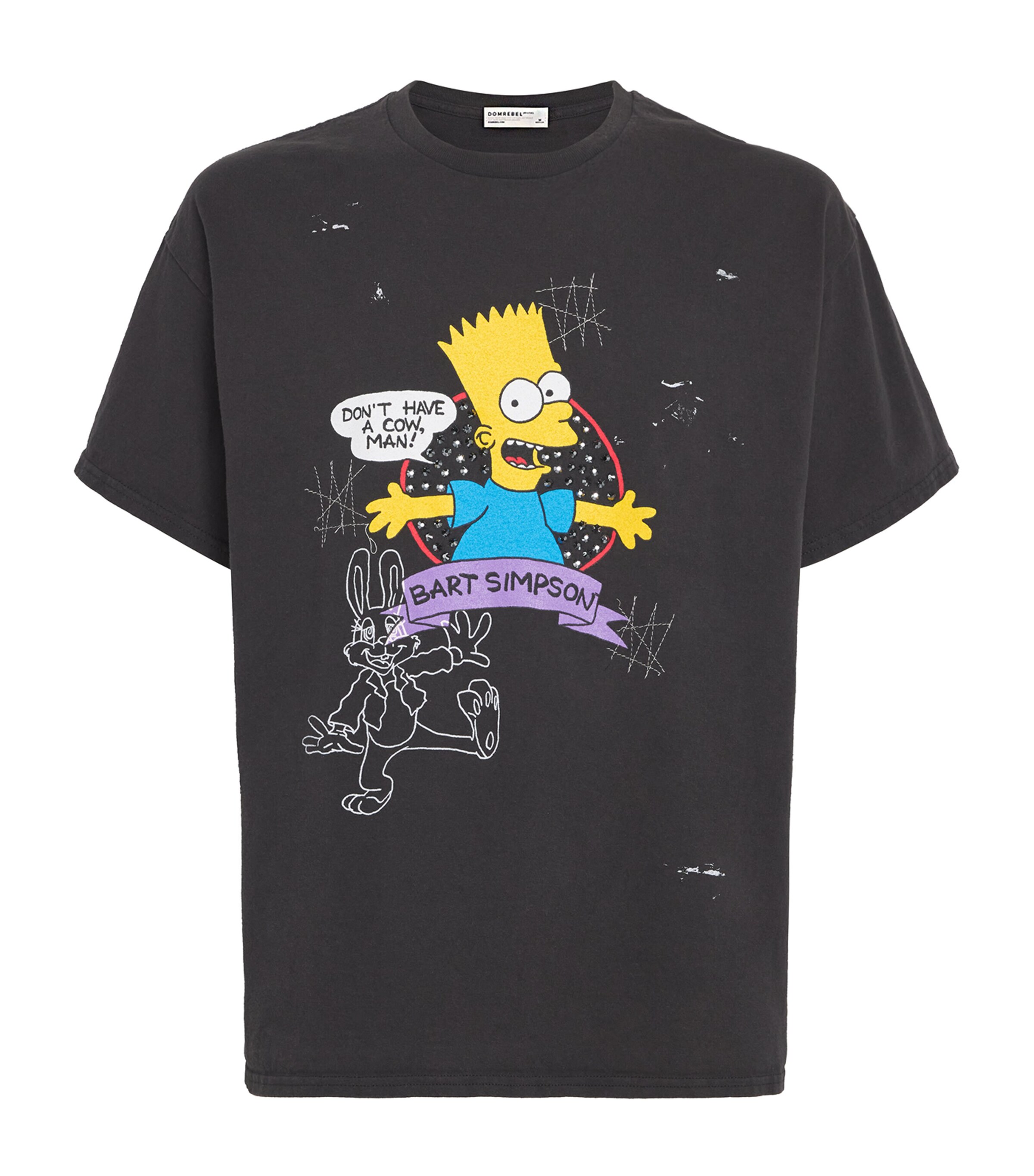DOMREBEL Mens Cotton Bart Simpson T-Shirt Black Image 1