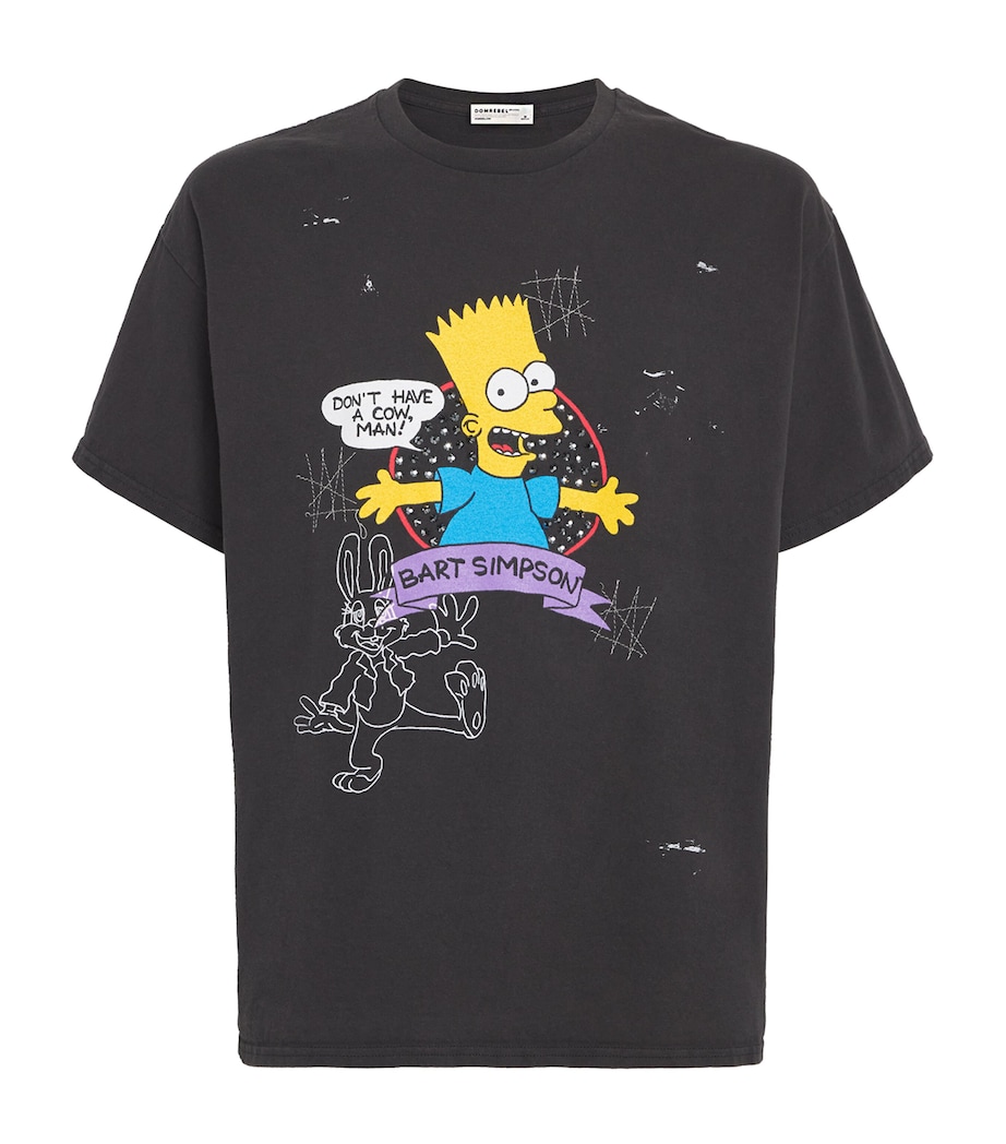 DOMREBEL Mens Cotton Bart Simpson T-Shirt Black Image 1