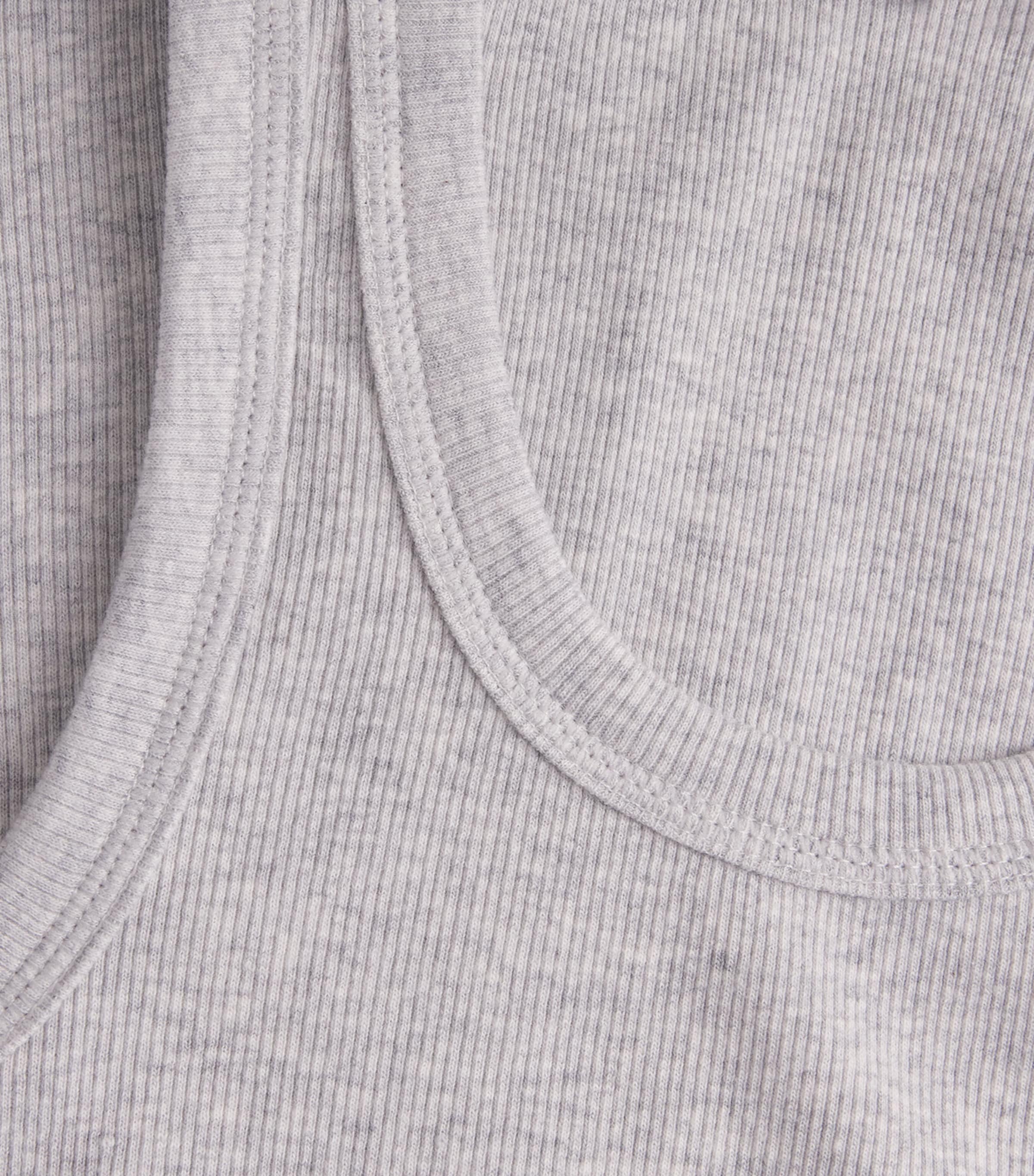 Skims Womens Cotton Ribbed Cropped Tank Top Light Heather Grey Image 6