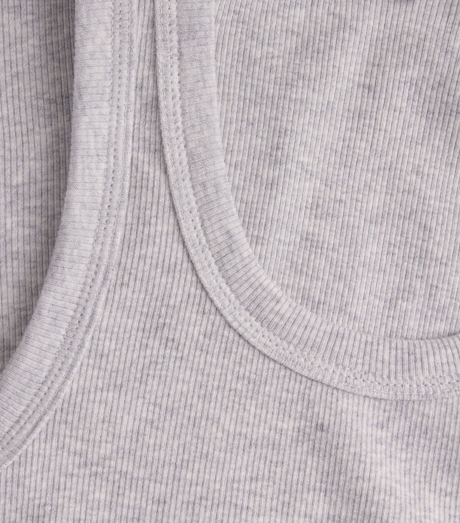 Skims Womens Cotton Ribbed Cropped Tank Top Light Heather Grey Image 6