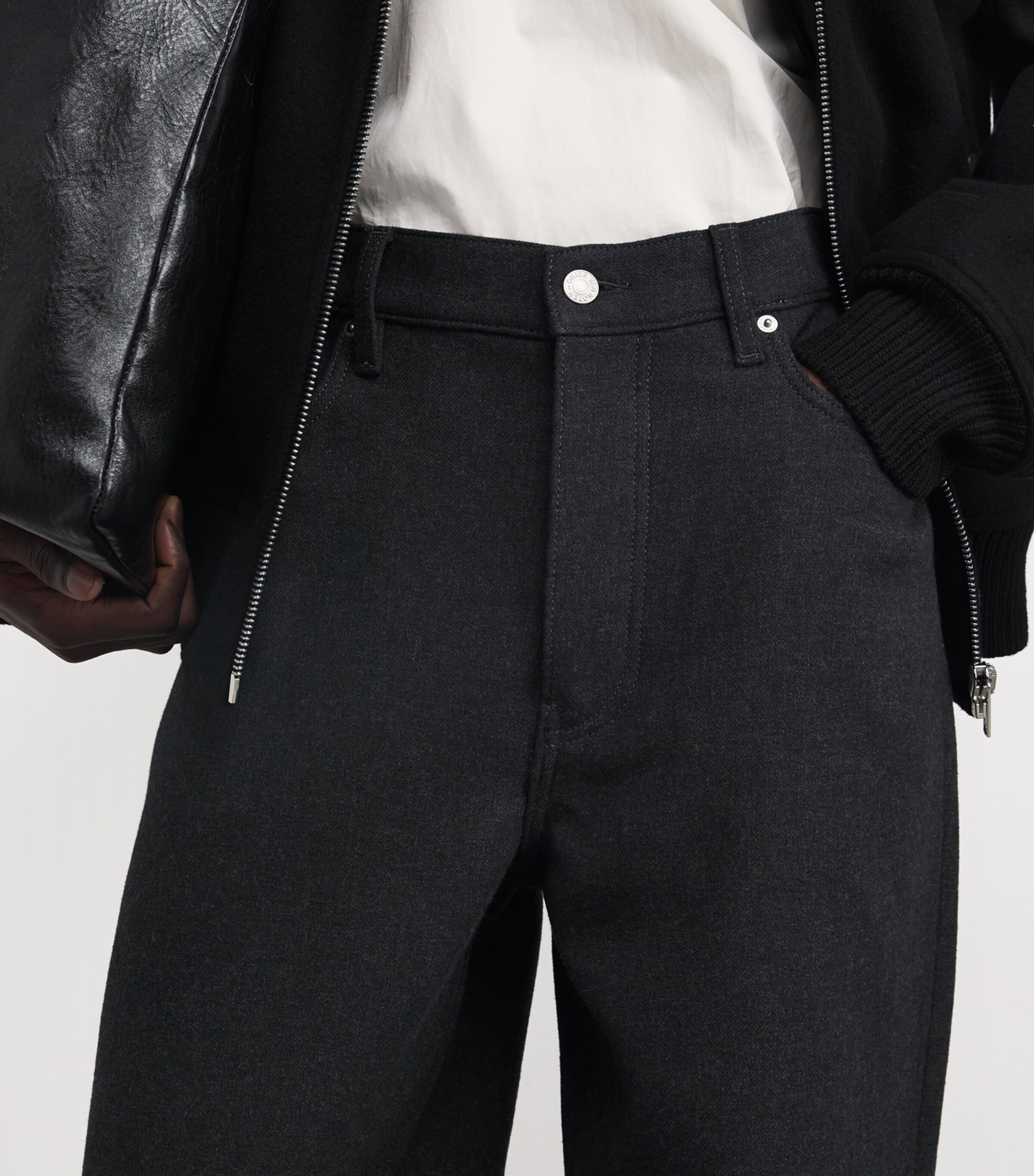 Brushed Twill Straight Trousers DARK GREY Image 6