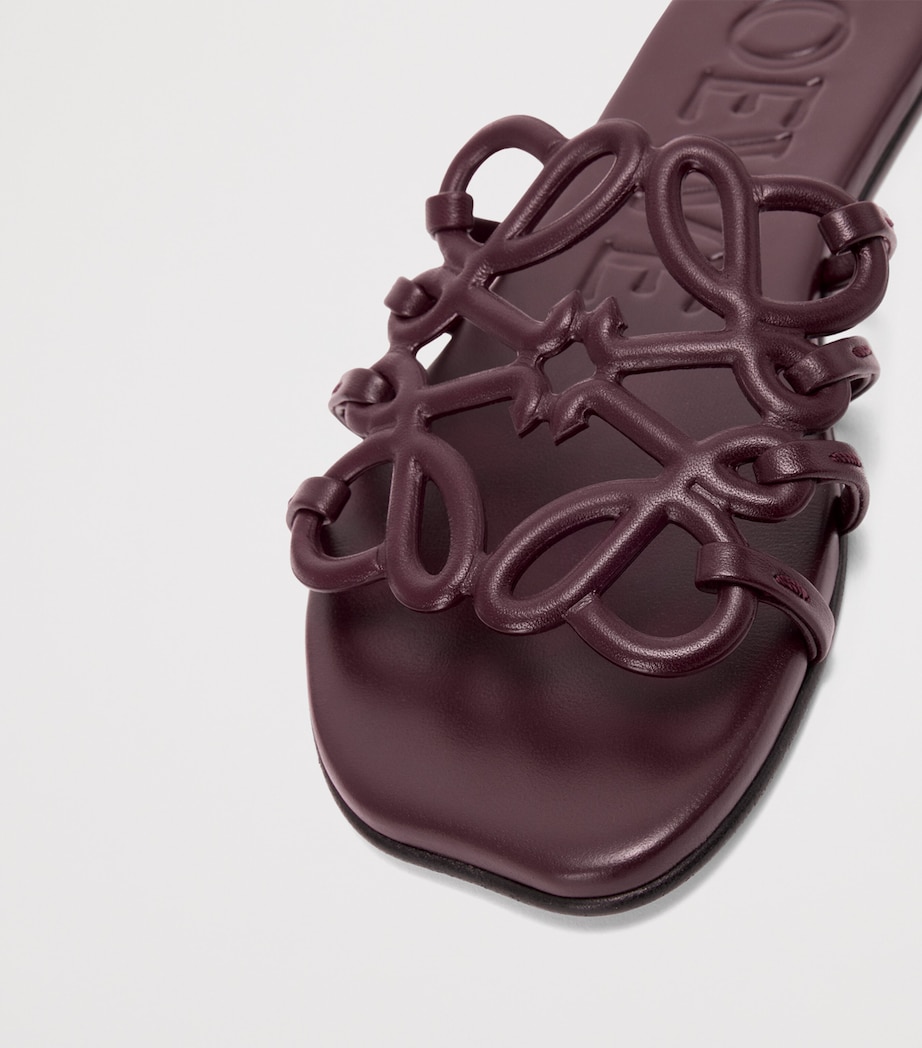 Leather Petal Anagram Sandals DARK BURGUNDY Image 4