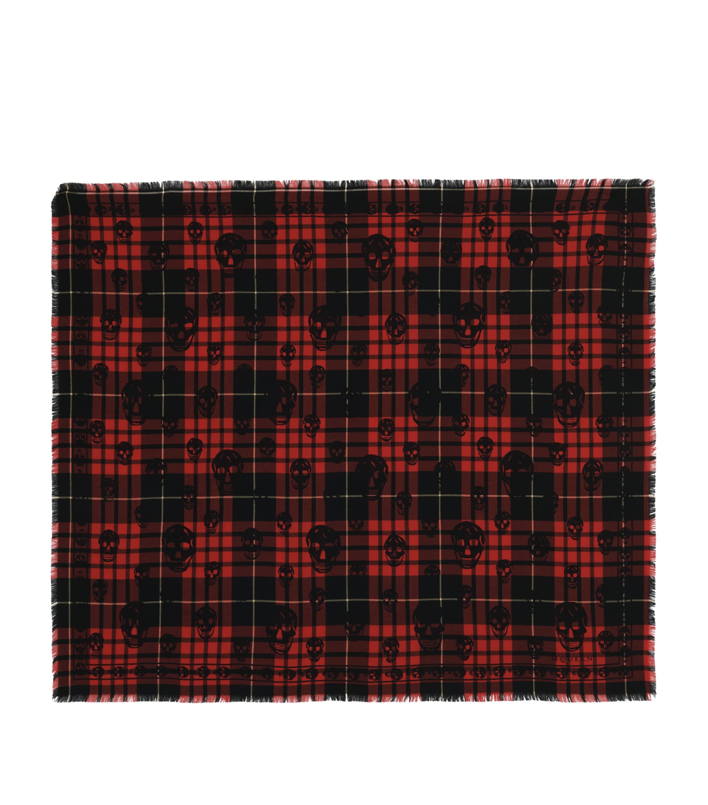 McQueen Cotton-Silk Tartan Skull Scarf Image 1