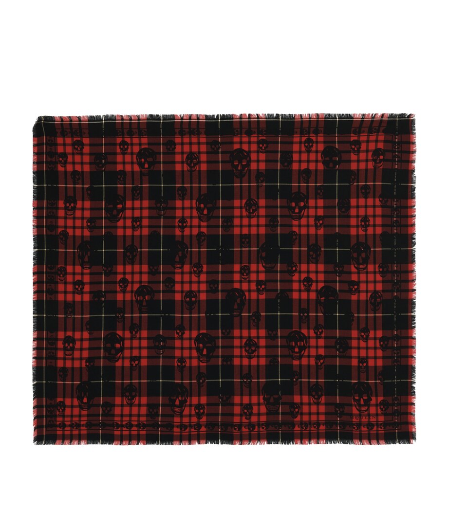McQueen Cotton-Silk Tartan Skull Scarf Image 1
