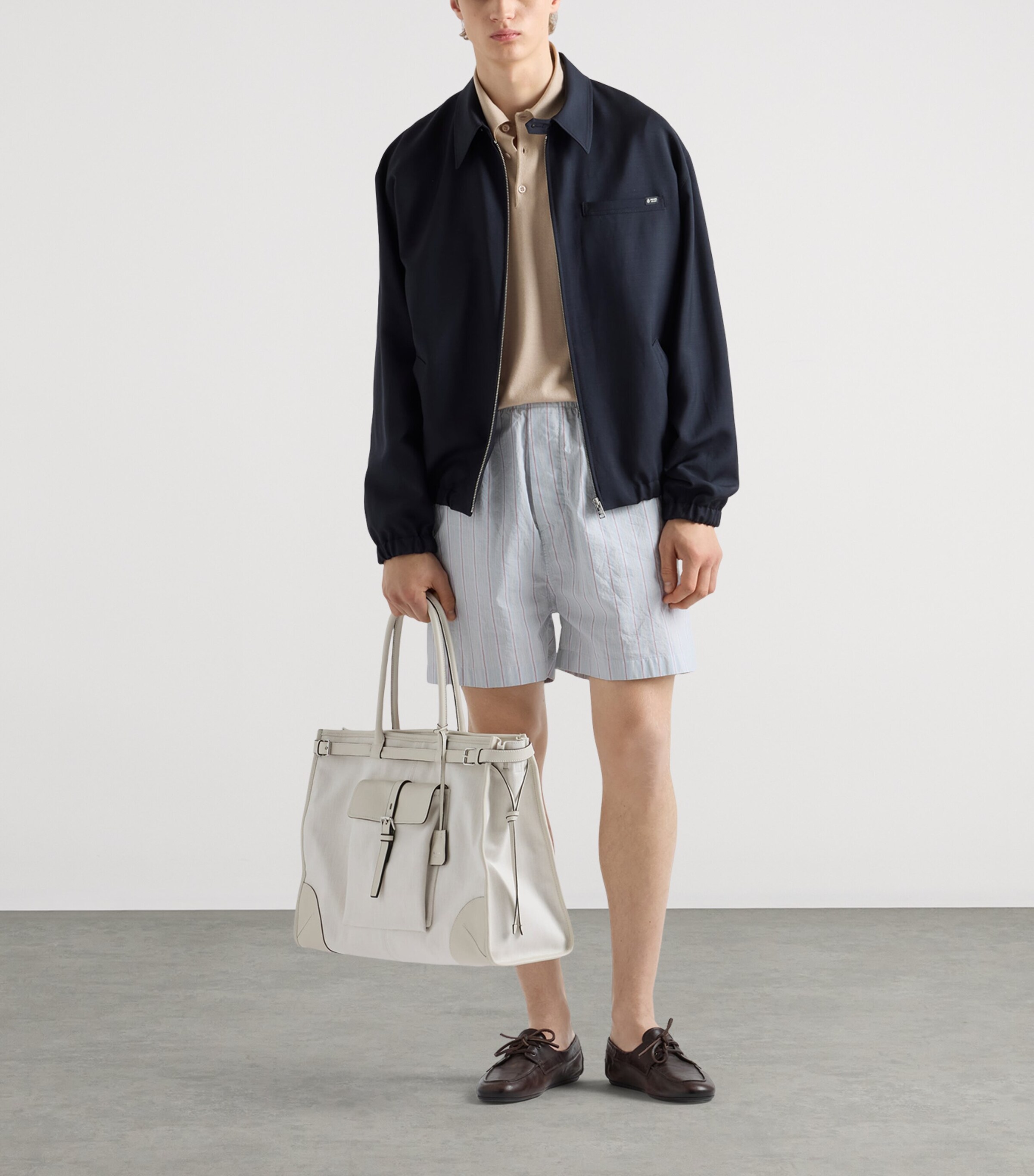 Prada Mens Wool-Mohair Bomber Jacket Blue Image 2
