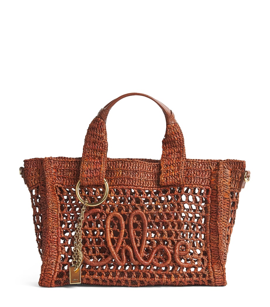 Chloé Small Raffia Summer Banana East-West Tote Bag Clay Brown Image 1