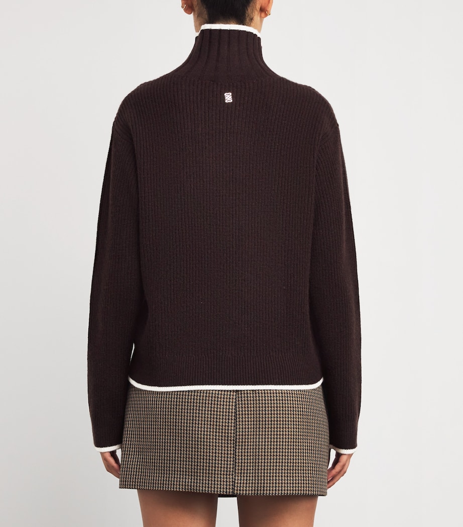 Wool-Cashmere High-Neck Sweater BLACK BROWN Image 4