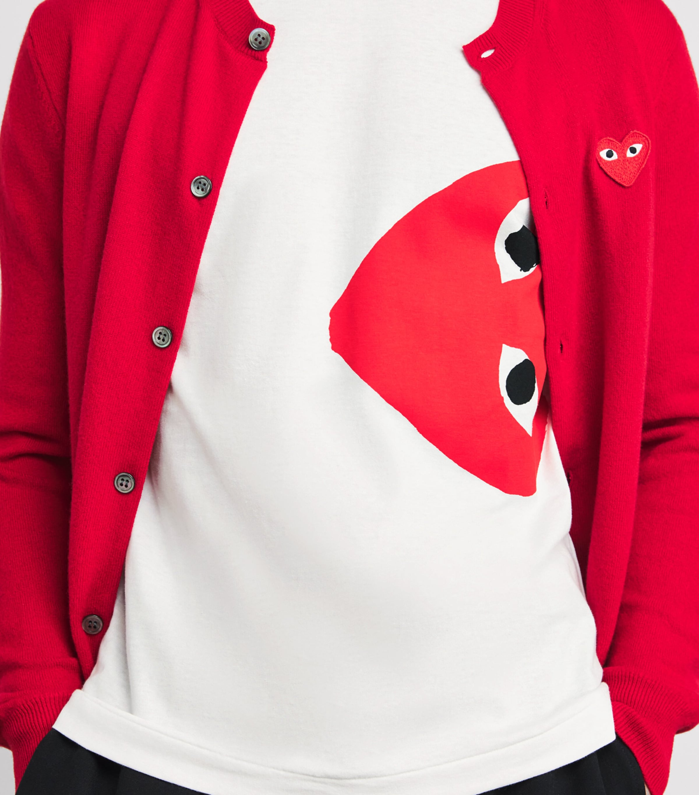 Comme Des Garçons Play Mens Cotton Horizontal Heart T-Shirt White Image 3