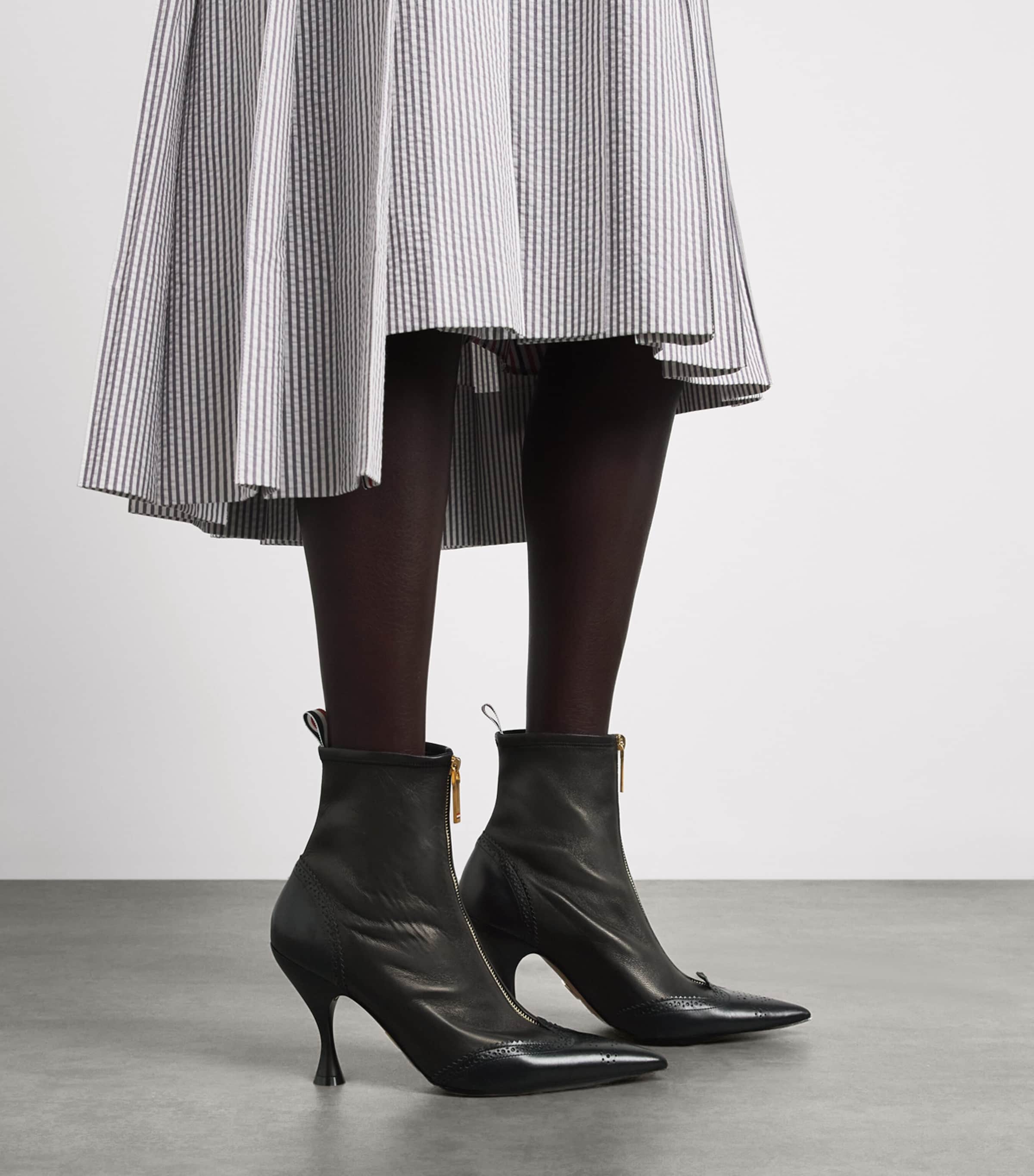 Thom Browne Leather Wingtip Ankle Boots 90 Black Image 2