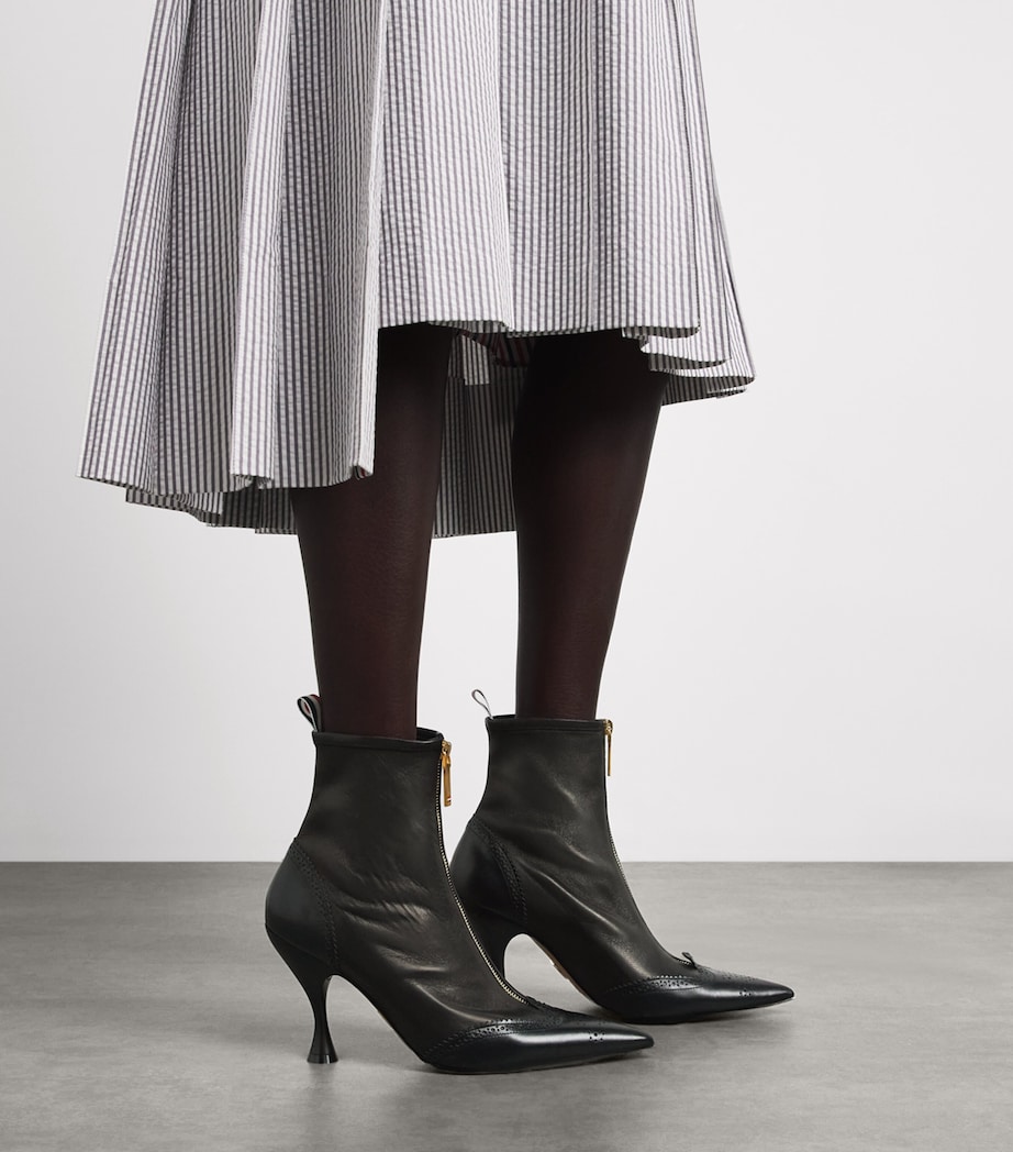 Thom Browne Leather Wingtip Ankle Boots 90 Black Image 2