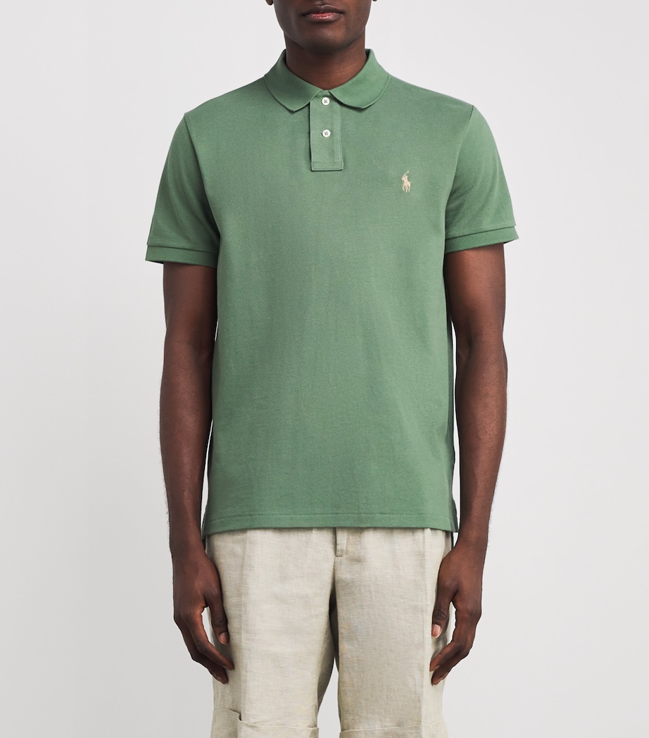 Cotton Mesh Custom Fit Polo Shirt GREEN Image 3