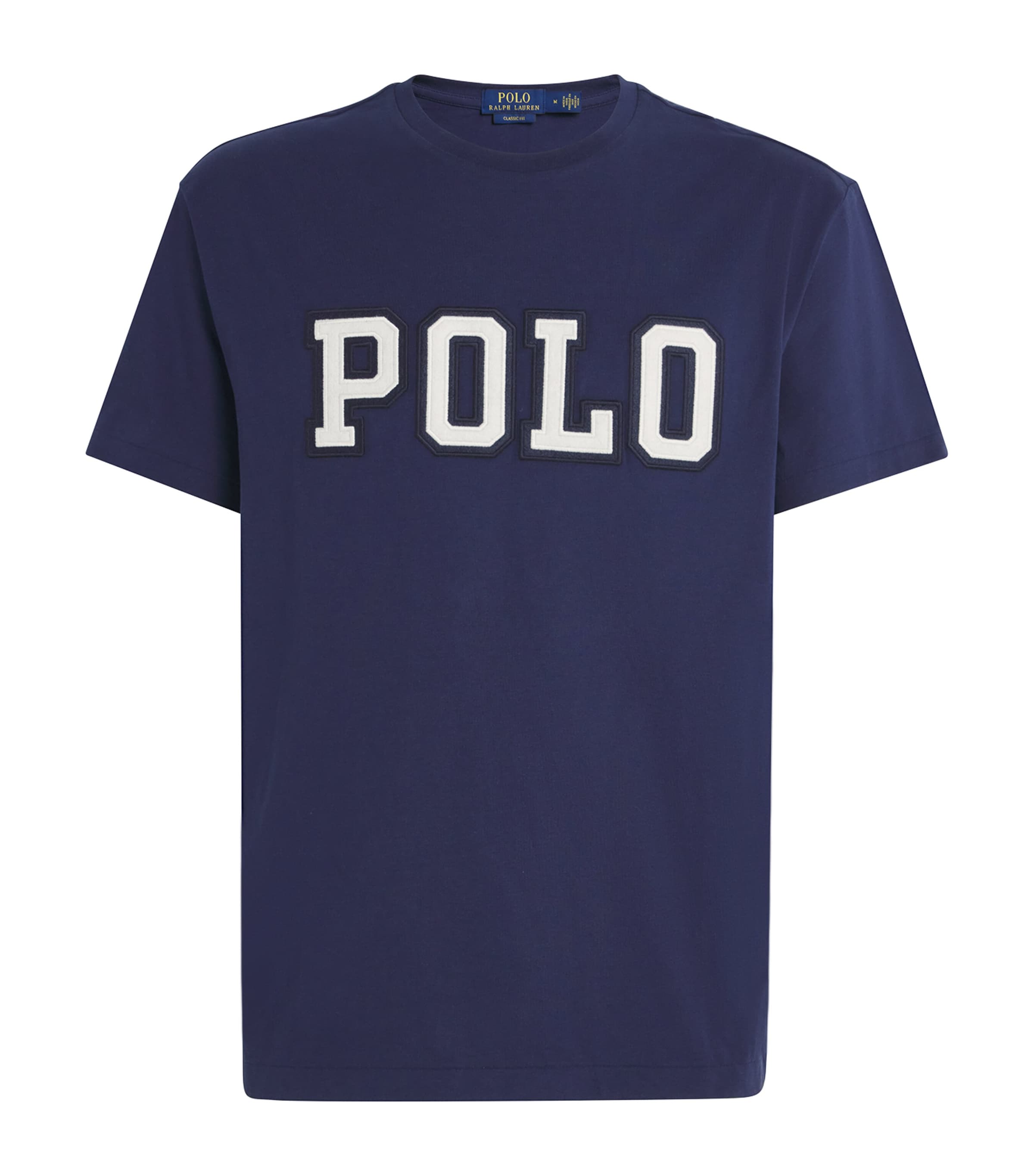 Polo Ralph Lauren Blue Crewneck T-shirt With Logo Lettering On The Fornt And Pony Embroidery On The Front