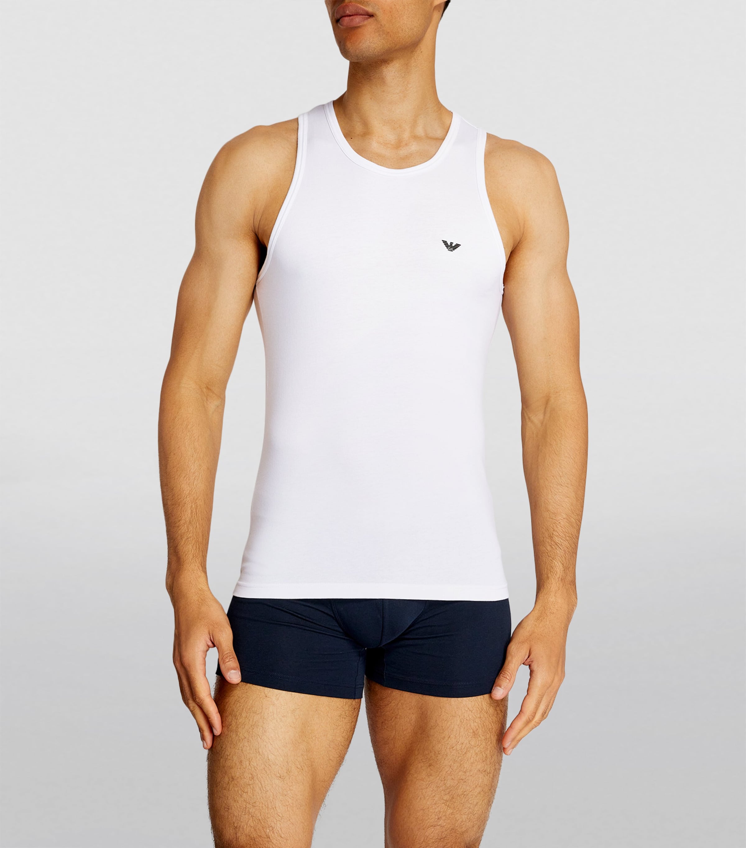 Stretch-Cotton Logo Tank Top 00010 WHITE Image 2