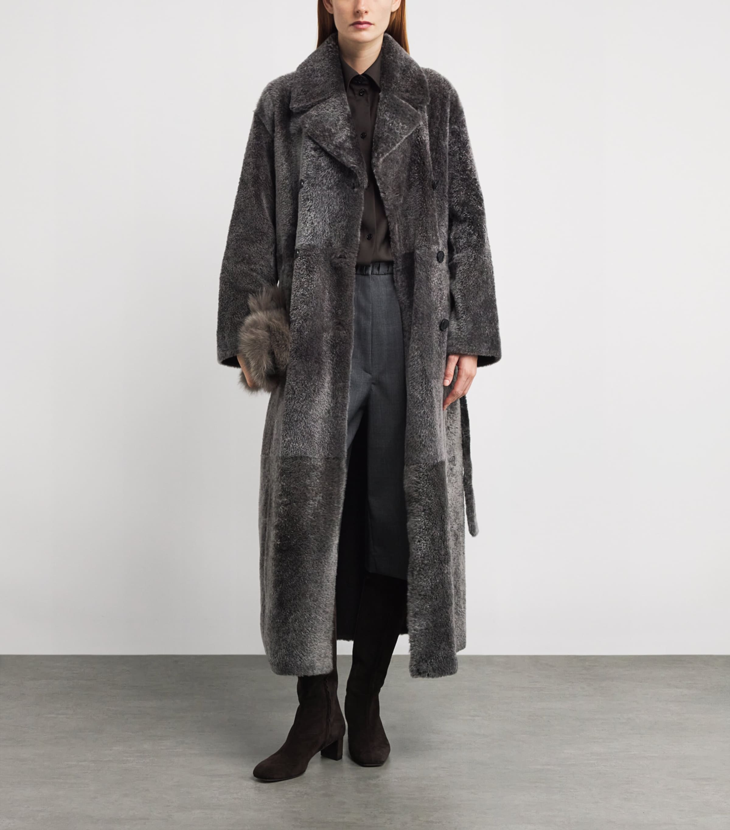 Lamb Fur Double-Breasted Coat A9135 Image 2