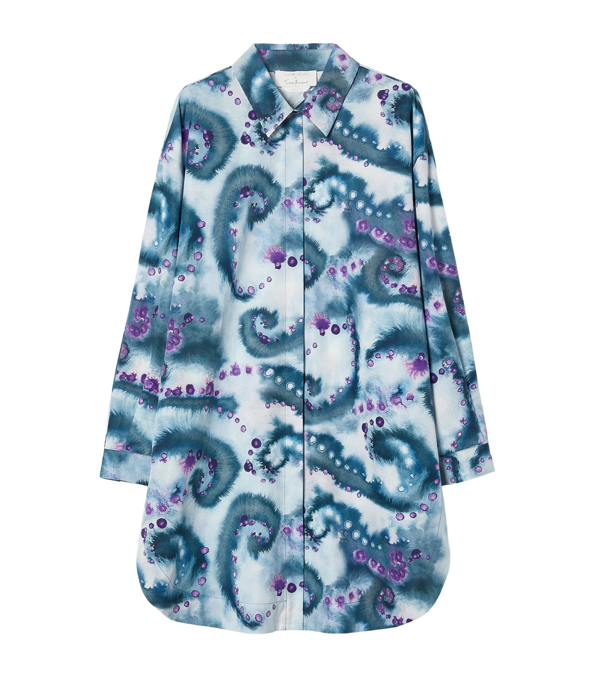 Marina Rinaldi Cotton Printed Midi Shirt Dress In Blue