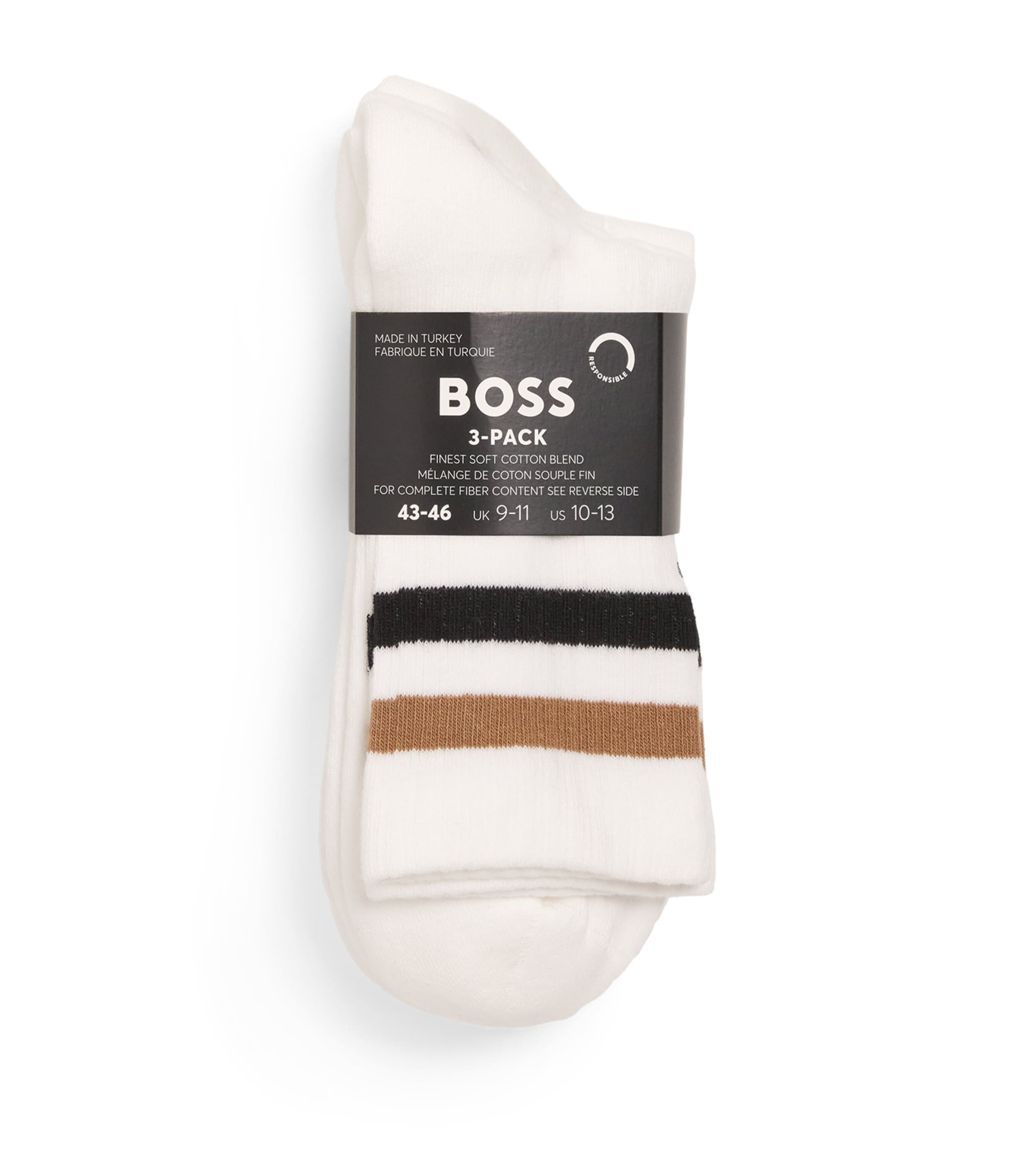 Hugo Boss Cotton-blend Striped Socks In White