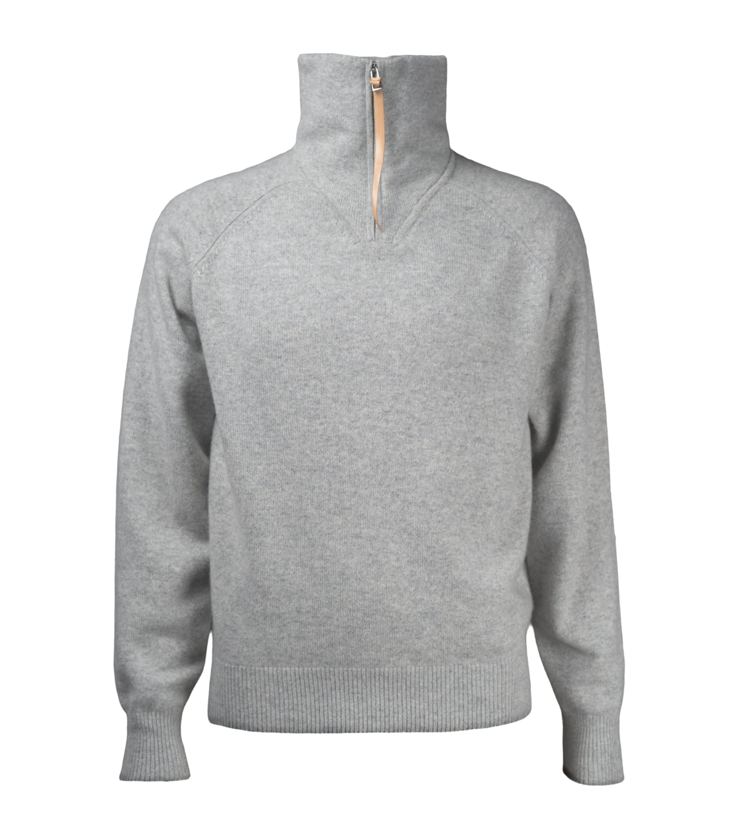 Alan Scott Mens Cashmere Quarter-Zip Sweater Silver Image 1