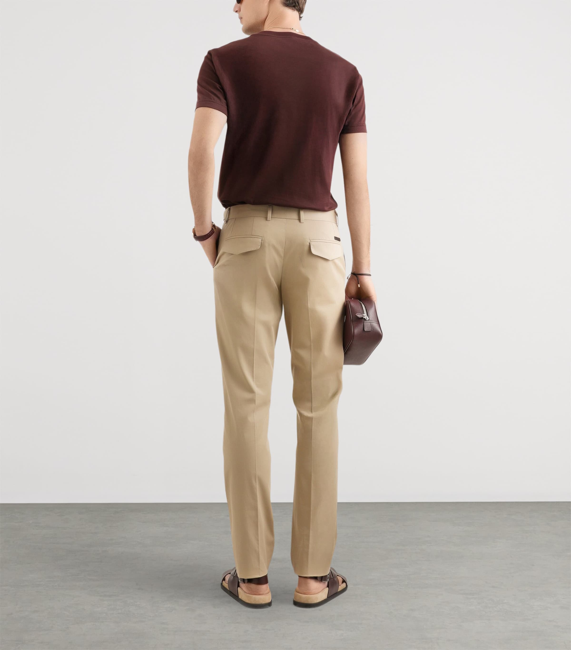 Cotton Embroidered Logo T-Shirt M5039-BROWN-DAR Image 4