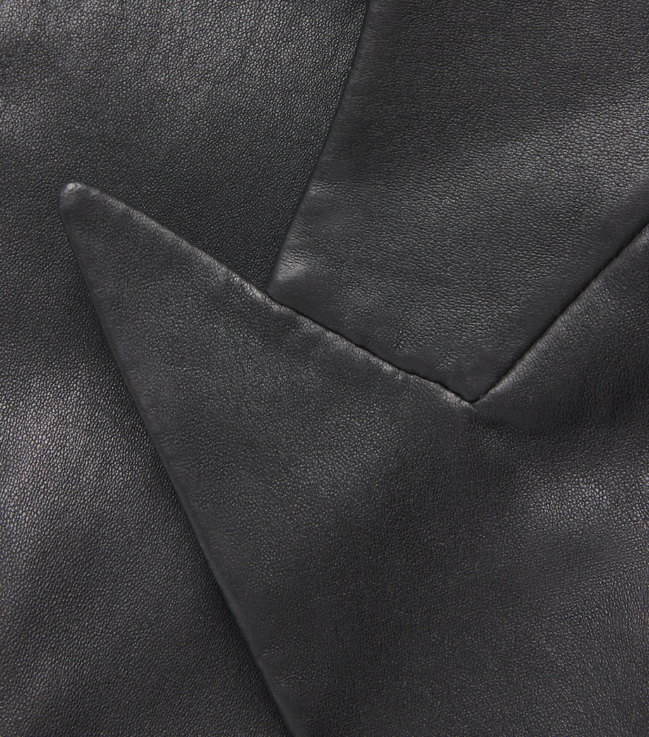FRAME Womens Leather The Peak Lapel Blazer Black Image 6