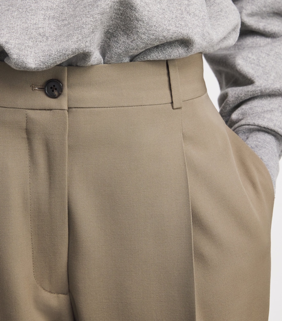 The Row Womens Gianni Wool Trousers Army Beige Image 5