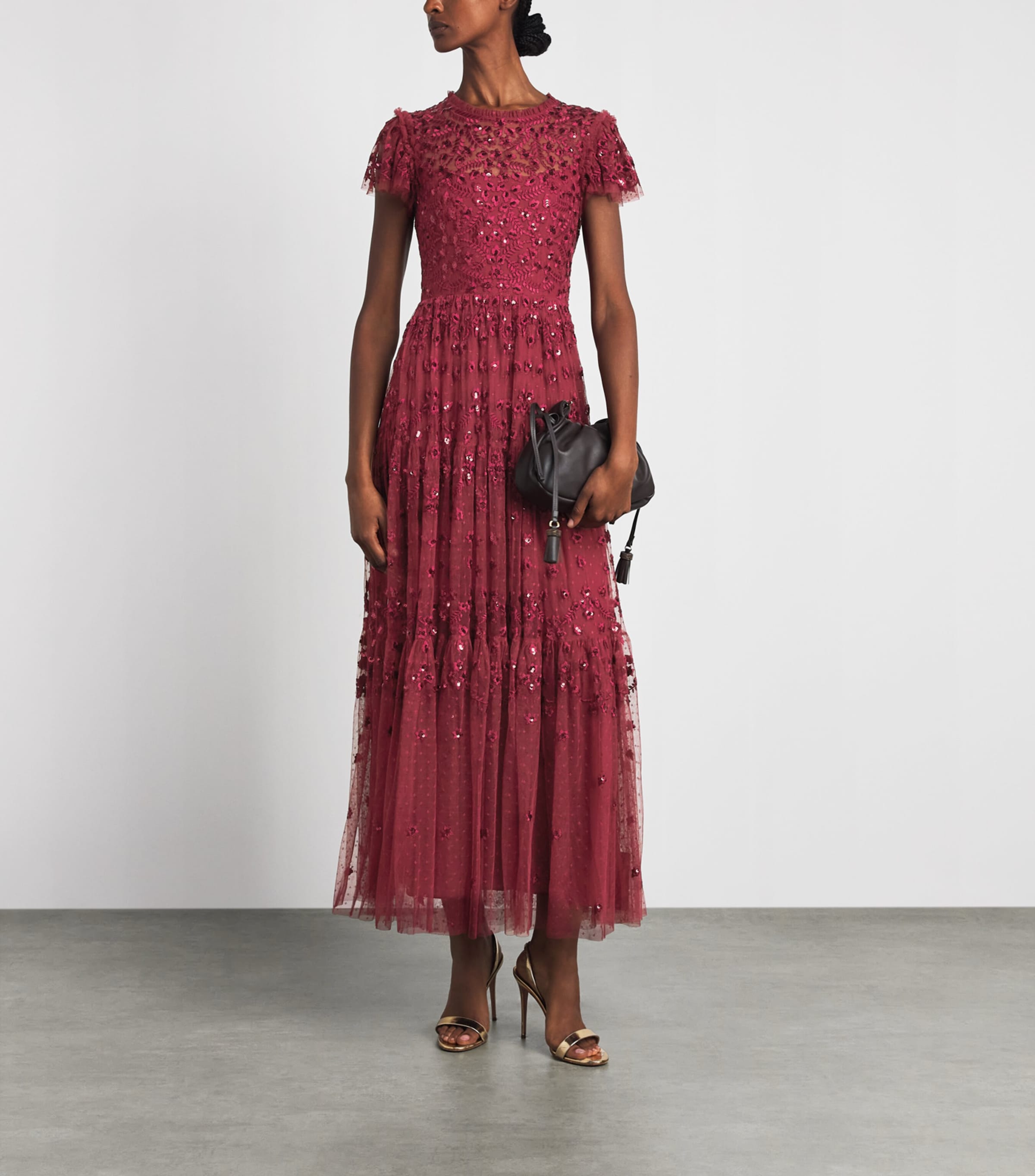 Needle & Thread Womens Clover Midi Dress Garnet Image 2