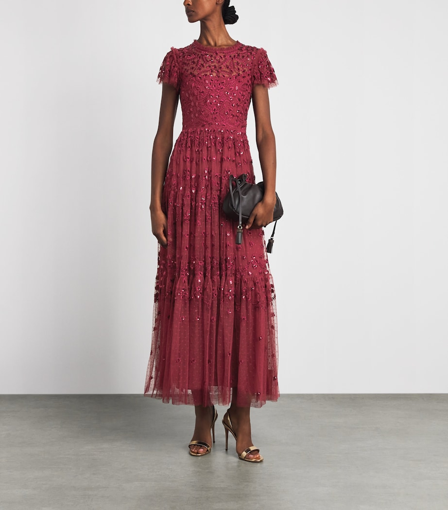 Needle & Thread Womens Clover Midi Dress Garnet Image 2
