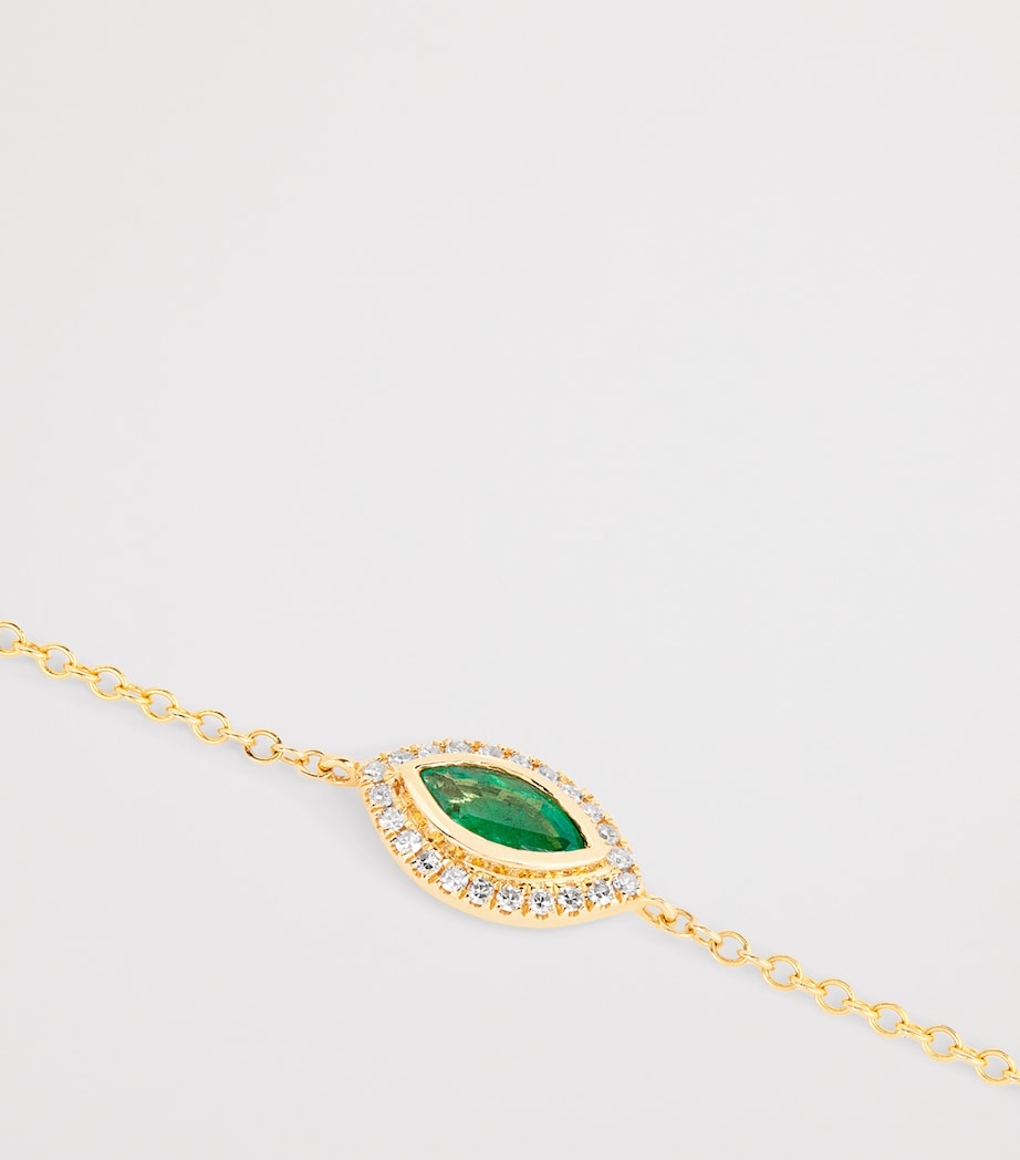 Yellow Gold, Diamond and Emerald Evil Eye Bracelet YELLOW GOLD Image 3