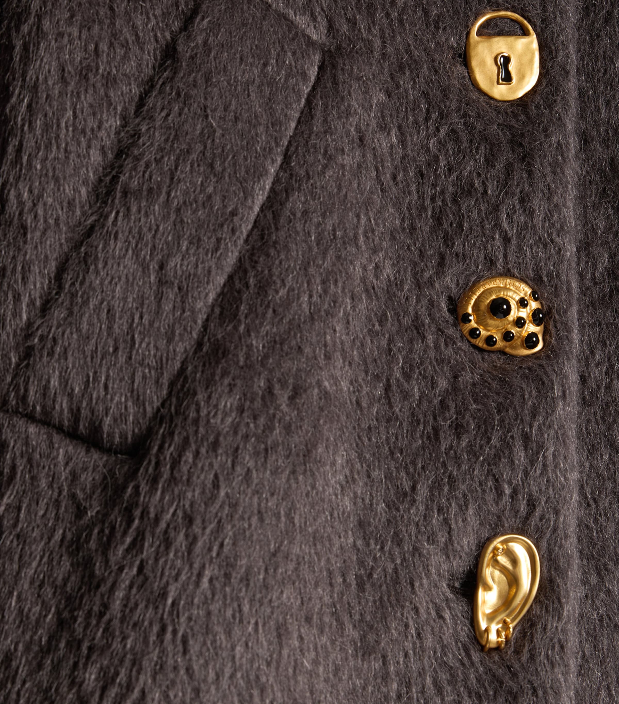 Schiaparelli Womens Virgin Wool-Baby Llama Car Coat Grey Image 6