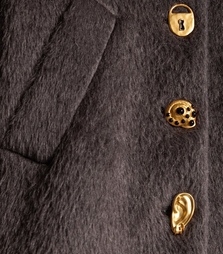 Schiaparelli Womens Virgin Wool-Baby Llama Car Coat Grey Image 6