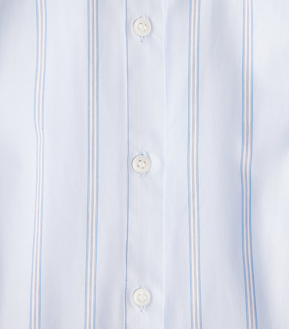 Sandro Paris Womens Cotton Stripe Peplum Shirt Sky Blue Image 6