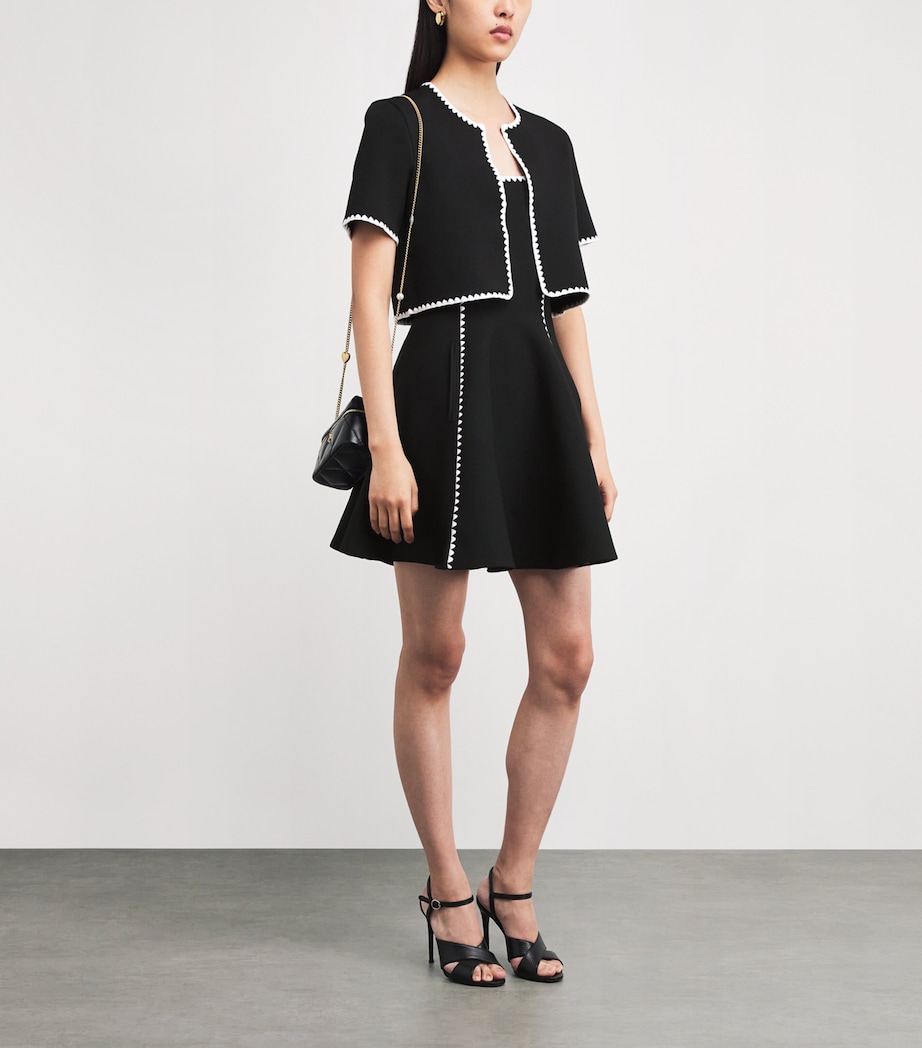 Cropped Contrast-Dot Cardigan BLACK Image 2