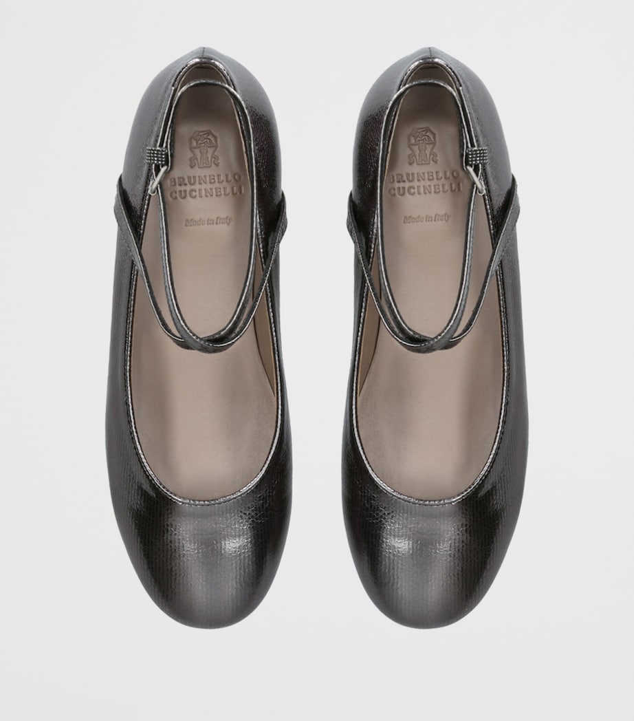 Leather Metallic Ballet Flats PEWTER Image 4