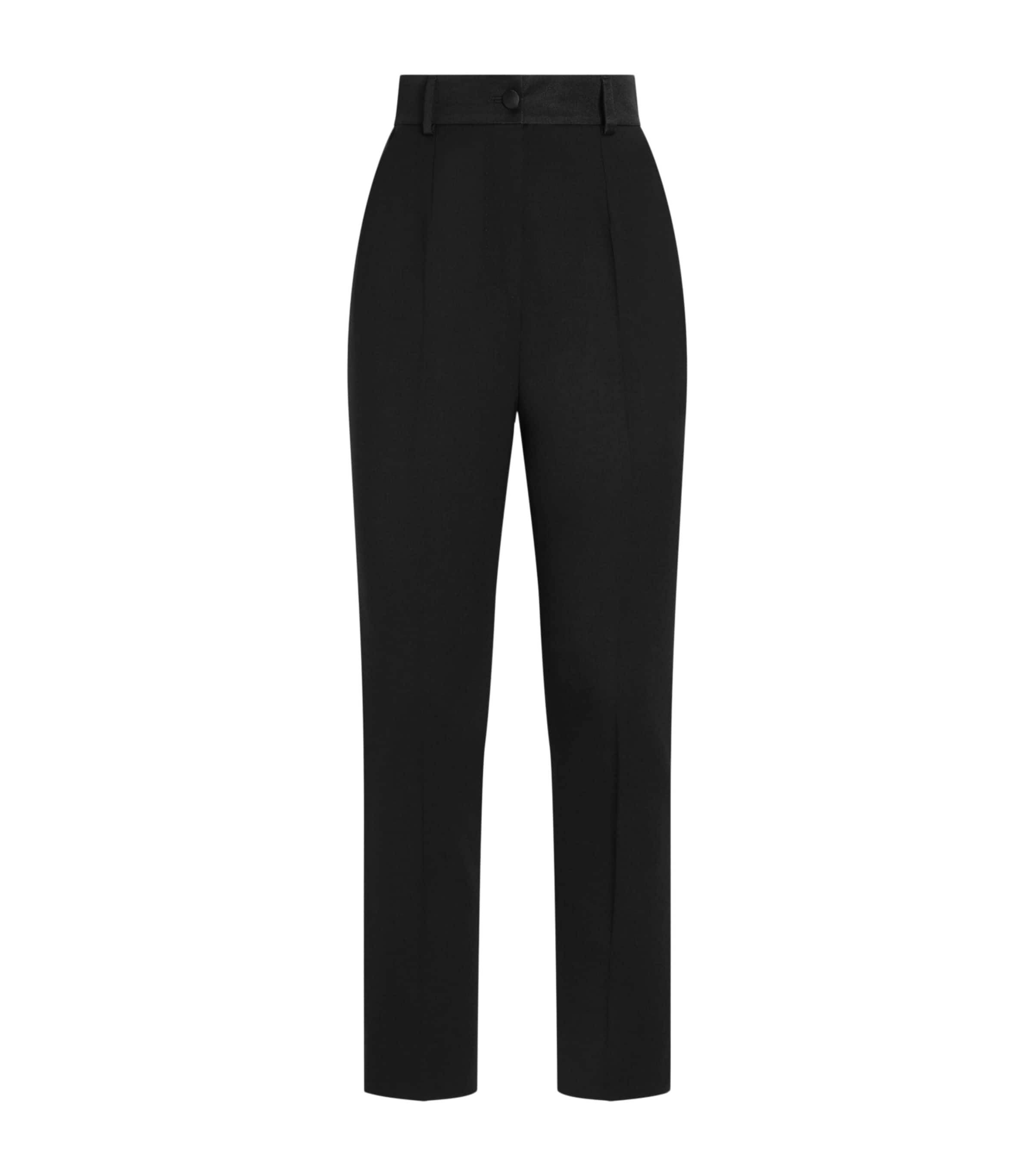 Dolce&Gabbana Womens Satin-Trim Trousers Black Image 1